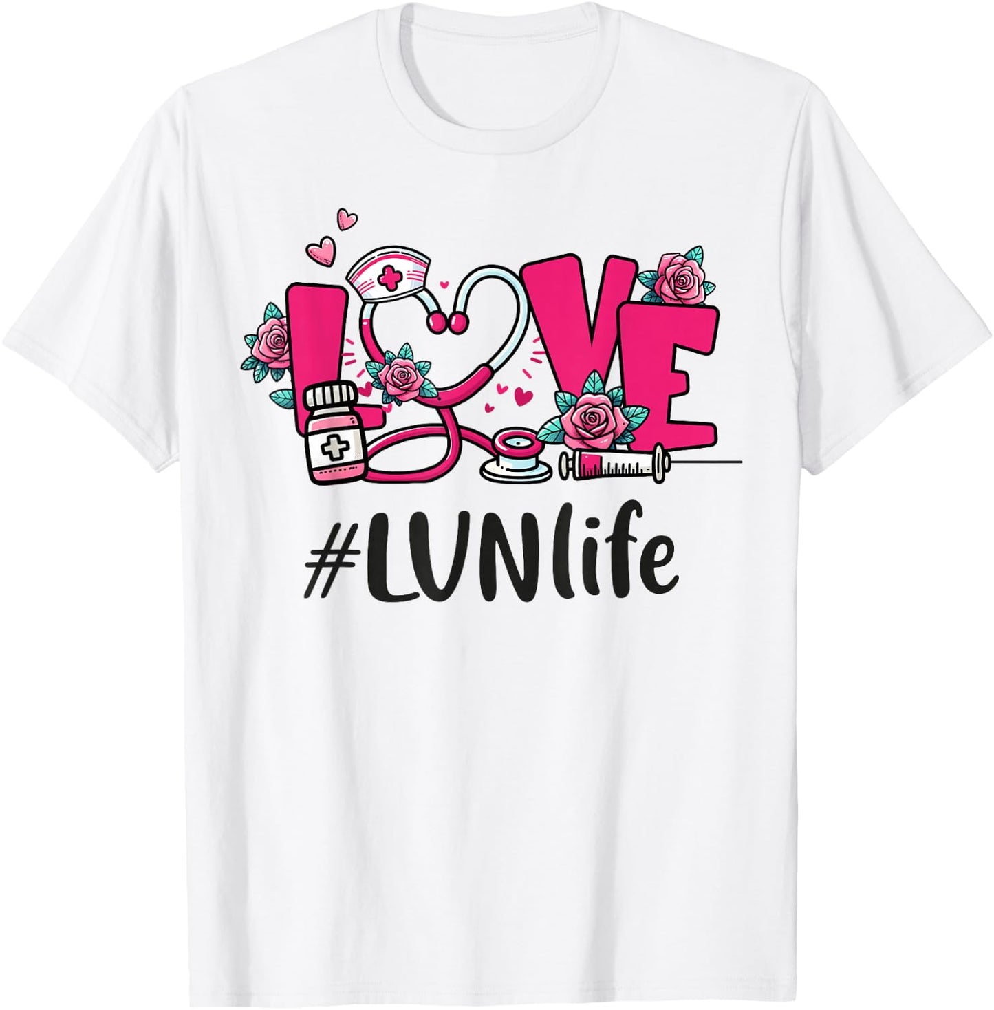 LVN Licensed Vocational Nurse Love Valentines Appreciation T-Shirt - T-Shirt | White