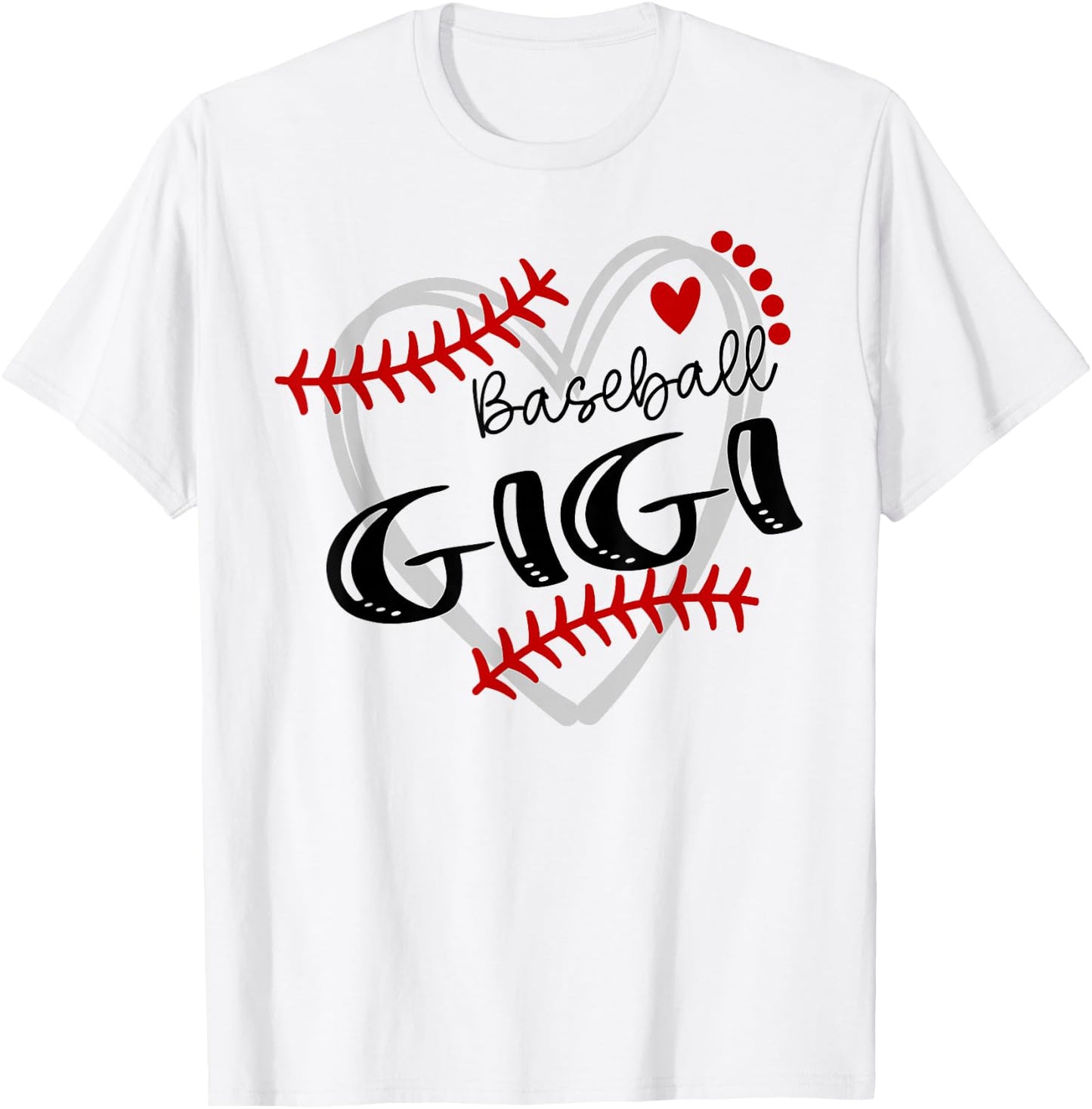 Personalized Baseball Heart Cute Gigi Women Baseball T-Shirt - T-Shirt | White