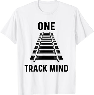 One Track Mind Train Stuff For Kids Locomotive Railfan Funny T-Shirt - T-Shirt | White