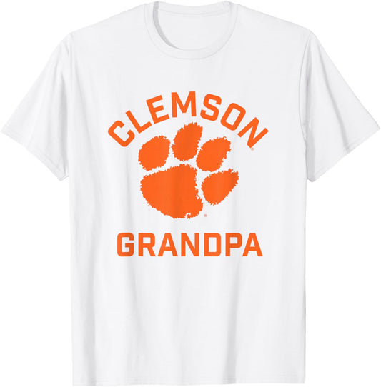 Clemson University Tigers Arched Grandpa T-Shirt - T-Shirt | White