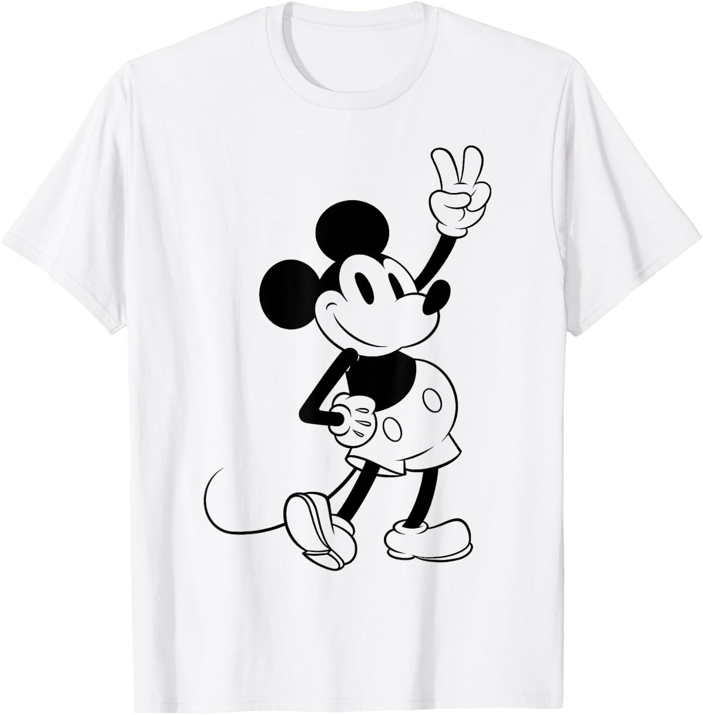 Disney Mickey And Friends Mickey Peace Outline T-Shirt - T-Shirt | White