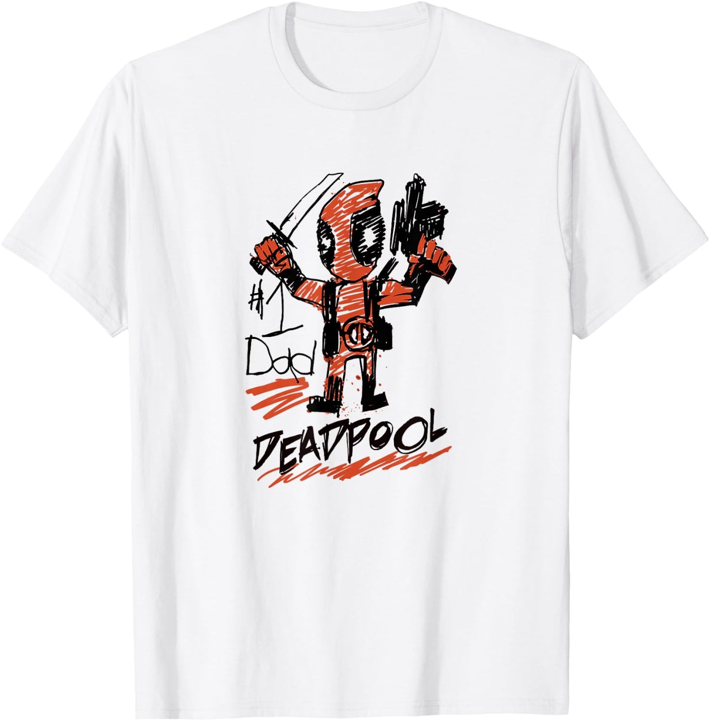 Marvel Deadpool #1 Dad Deadpool Sketch Father's Day T-Shirt - T-Shirt | White