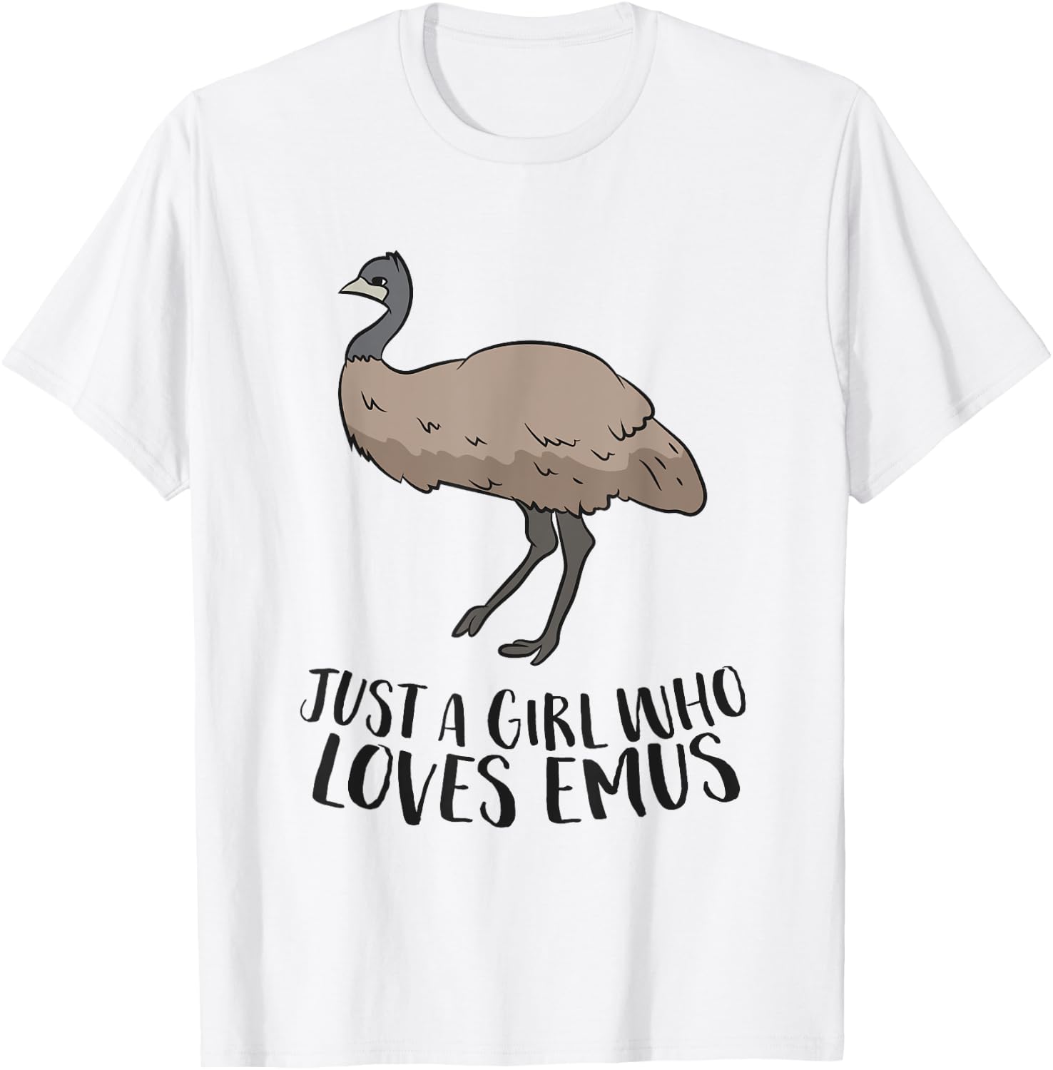 Cute Emu Girl Just a Girl Who Loves Emus T-Shirt - T-Shirt | White