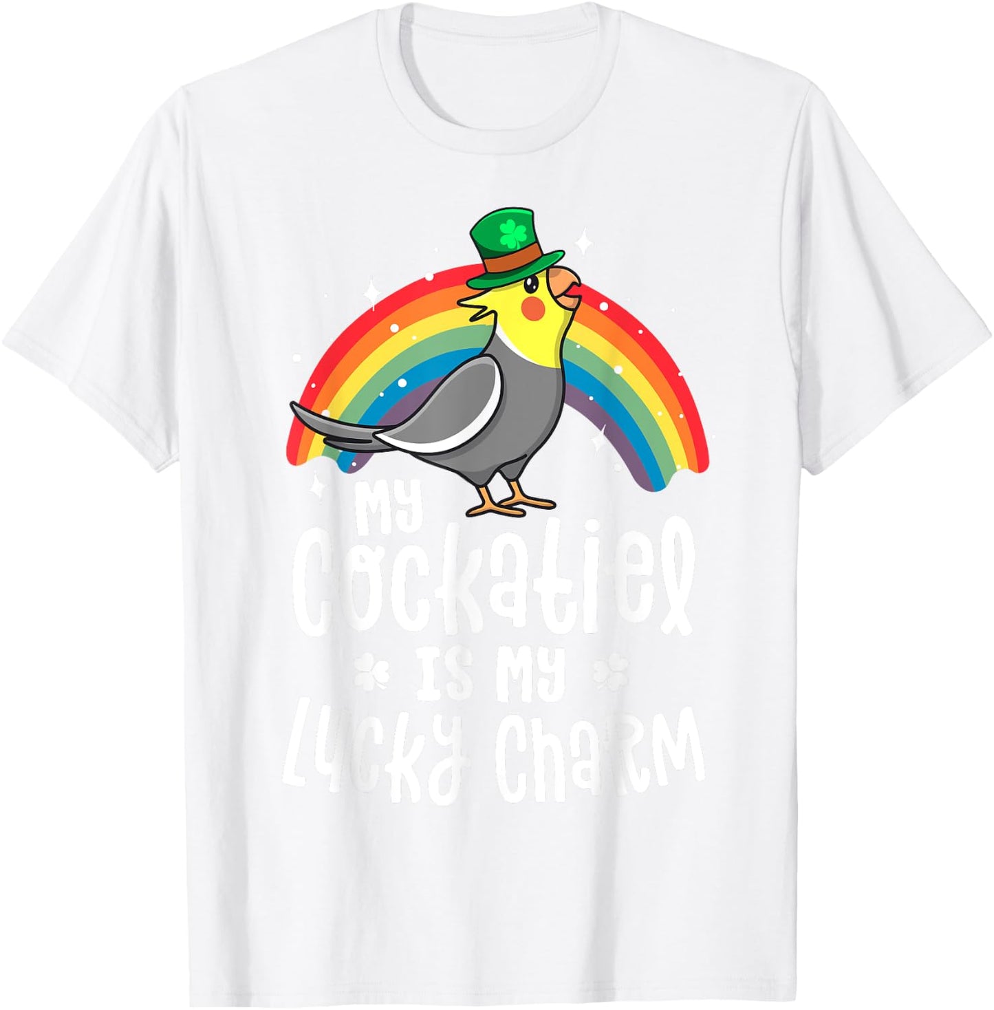 Cockatiel St Patricks Day Shirt Bird Parrot Gift T-Shirt - T-Shirt | White