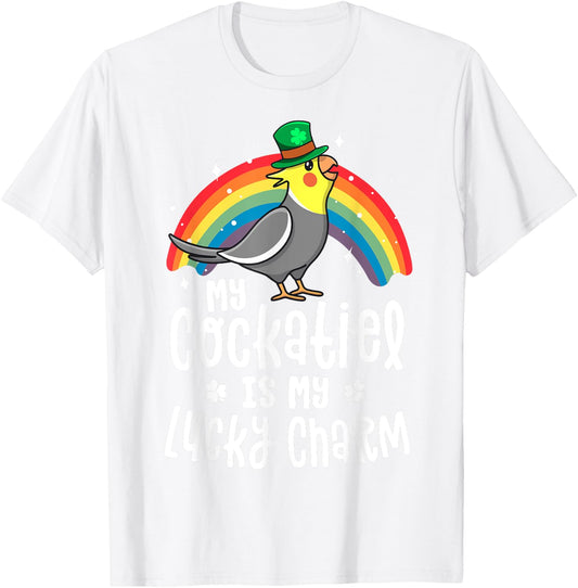Cockatiel St Patricks Day Shirt Bird Parrot Gift T-Shirt - T-Shirt | White