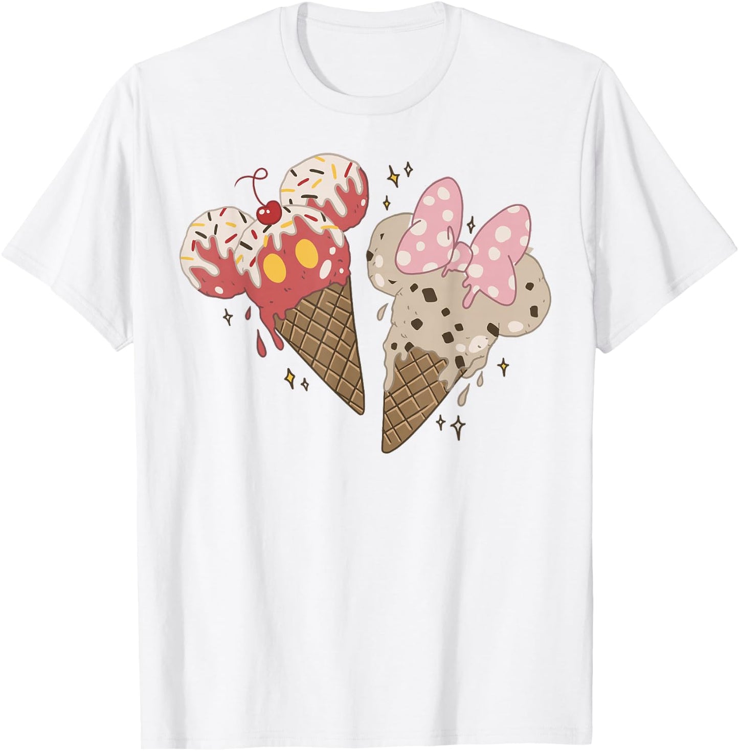 Disney Mickey And Friends Mickey & Minnie Ice Cream Cones Short Sleeve T-Shirt - T-Shirt | White