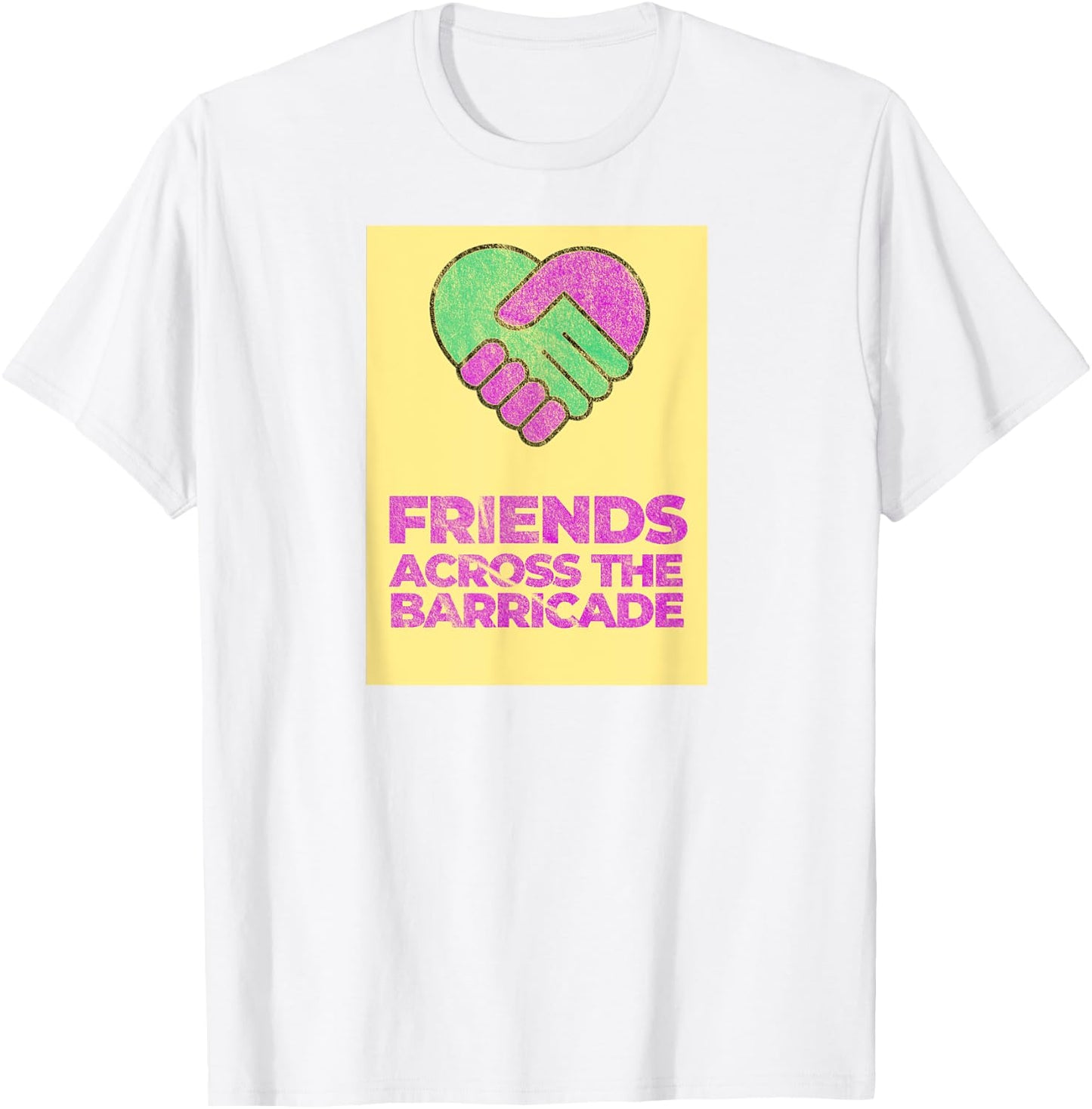Friends Across The Barricade (1990 Vintage Worn Look) T-Shirt - T-Shirt | White
