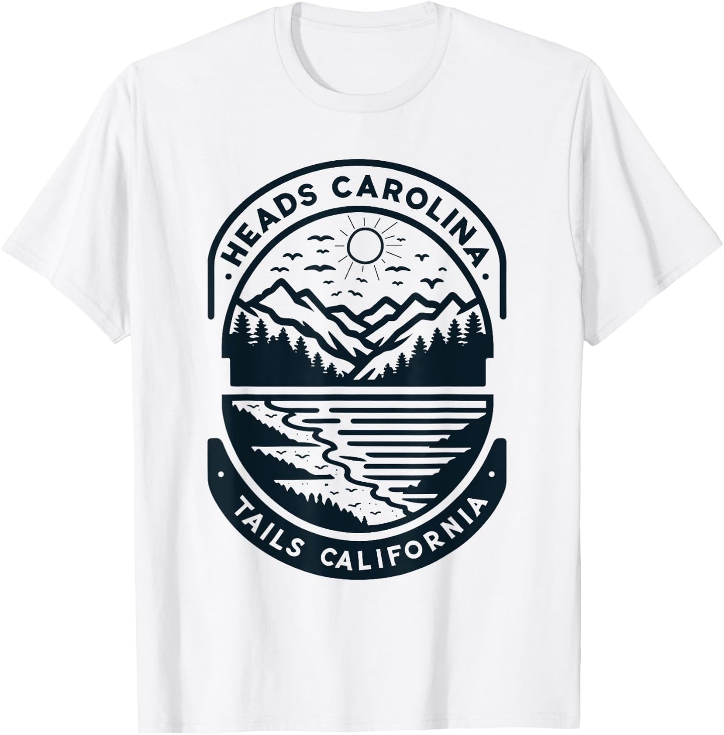 Heads Carolina Tail California Retro Vintage T-Shirt - T-Shirt | White