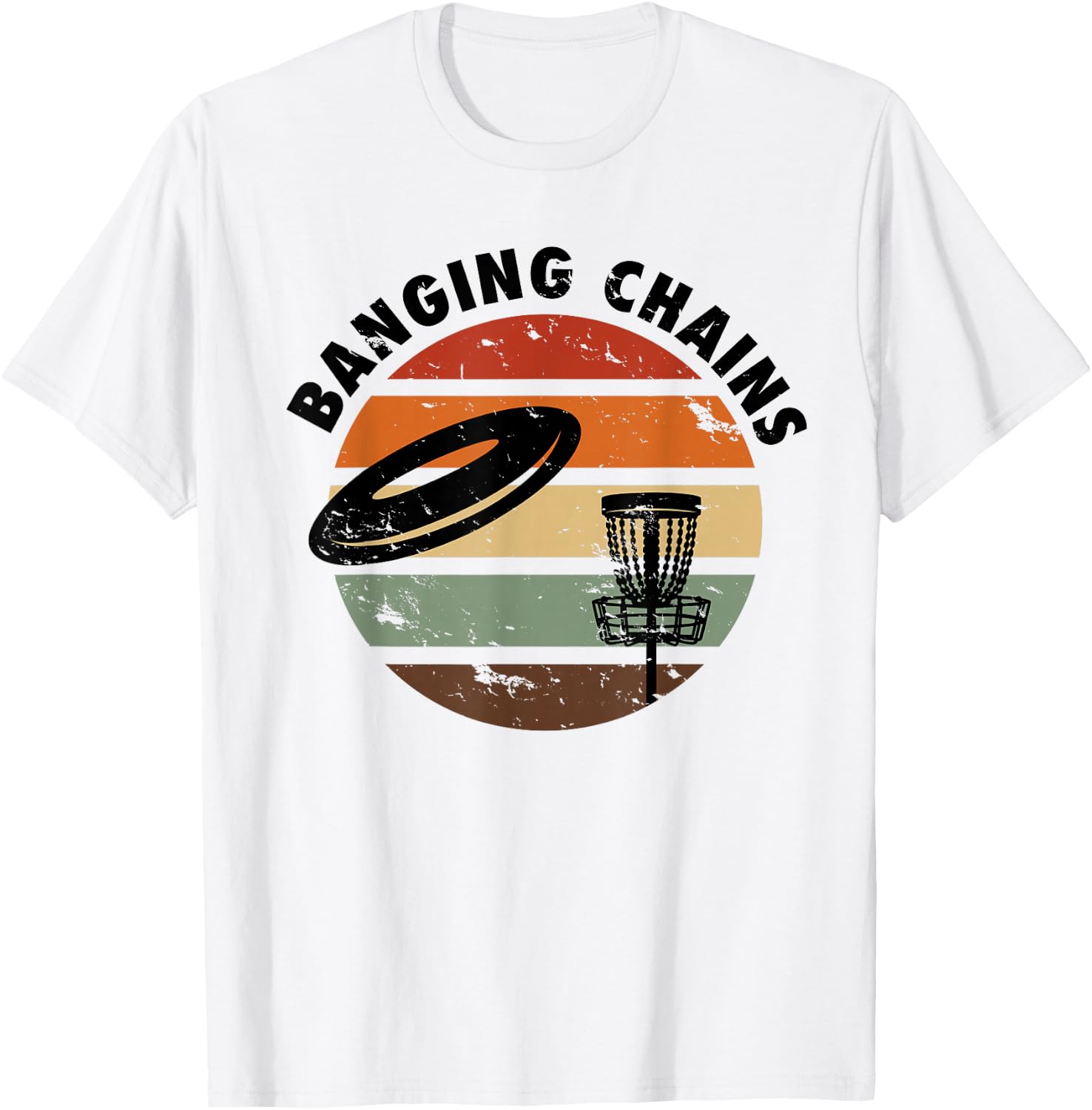 Banging Chains Disc Golf Retro Frisbee T-Shirt - T-Shirt | White