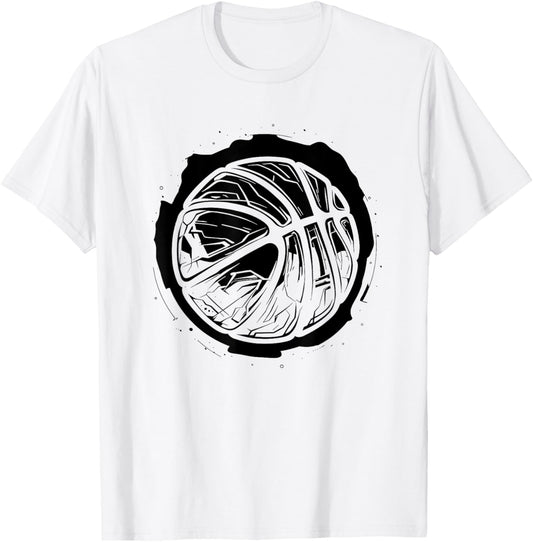 Basketball Ball Drawing Team Sport T-Shirt - T-Shirt | White