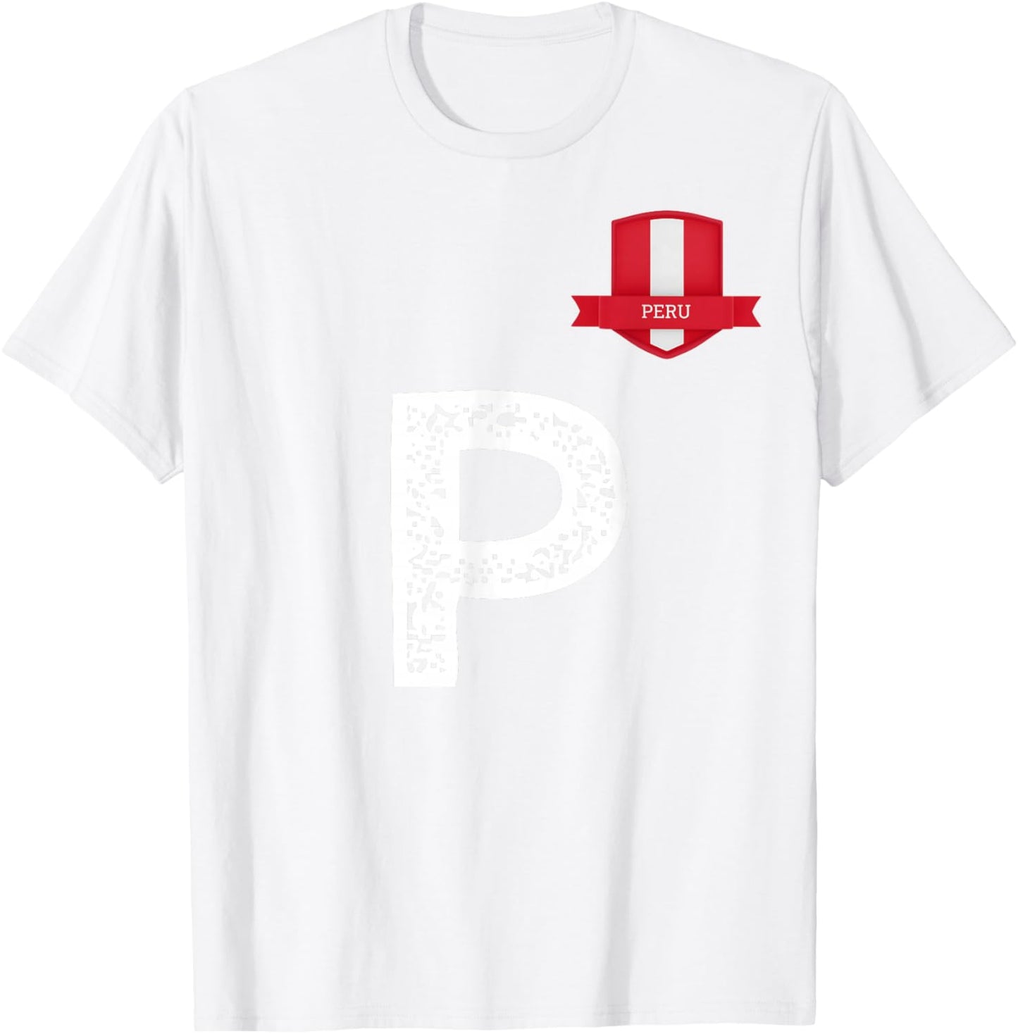Peru Human Flag Letter P Peru T-Shirt - T-Shirt | White