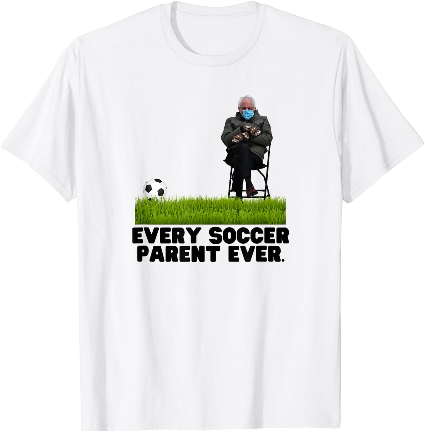 Funny Bernie Sanders Chair Meme Mittens Soccer Ball Mom T-Shirt - T-Shirt | White