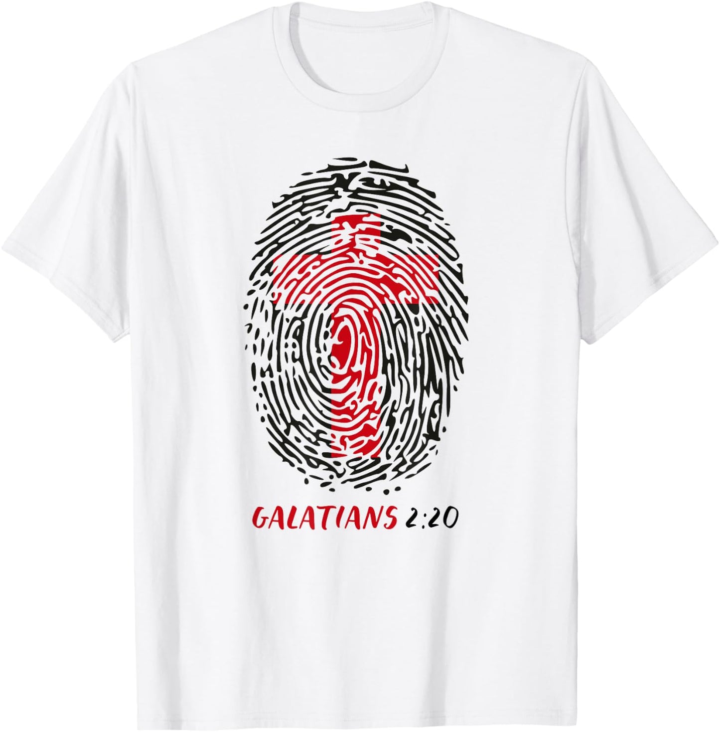 Galatians 2:20 - My Identity in Christ Cross in Thumbprint T-Shirt - T-Shirt | White