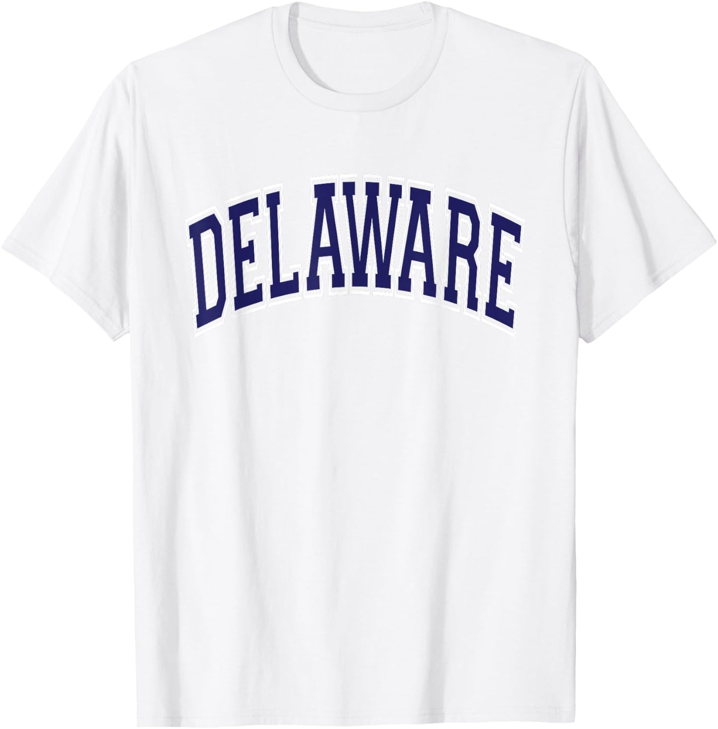 Delaware Arched Dark Blue Text T-Shirt - T-Shirt | White