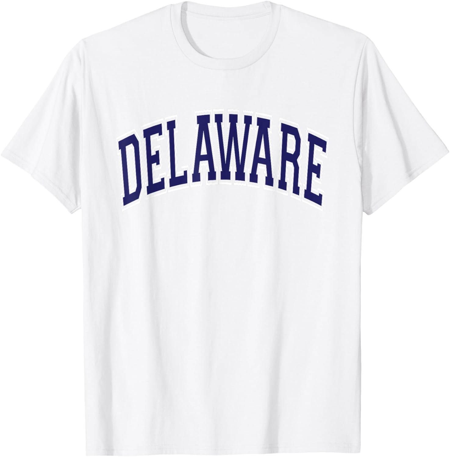 Delaware Arched Dark Blue Text T-Shirt - T-Shirt | White