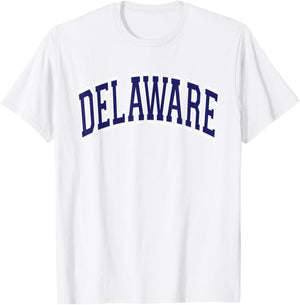 Delaware Arched Dark Blue Text T-Shirt - T-Shirt | White