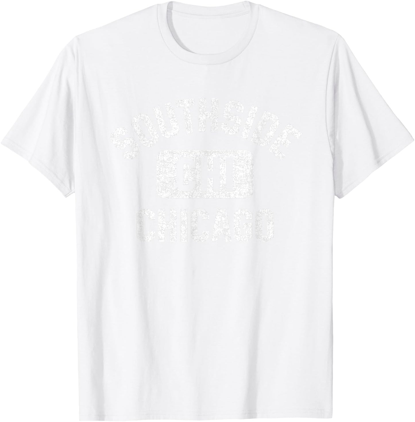 Southside Chicago Gym Style Distressed Print T-Shirt - T-Shirt | White