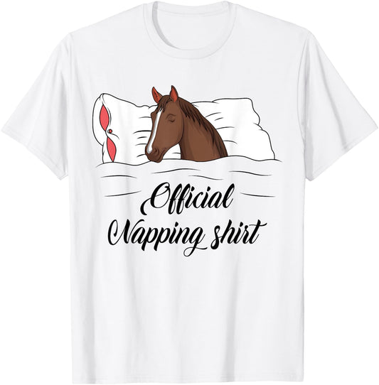 Sleeping Horse Lover Pyjamas Official Napping T-Shirt - T-Shirt | White