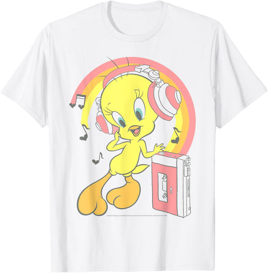Looney Tunes Tweety Bird Music Rainbow T-Shirt - T-Shirt | White