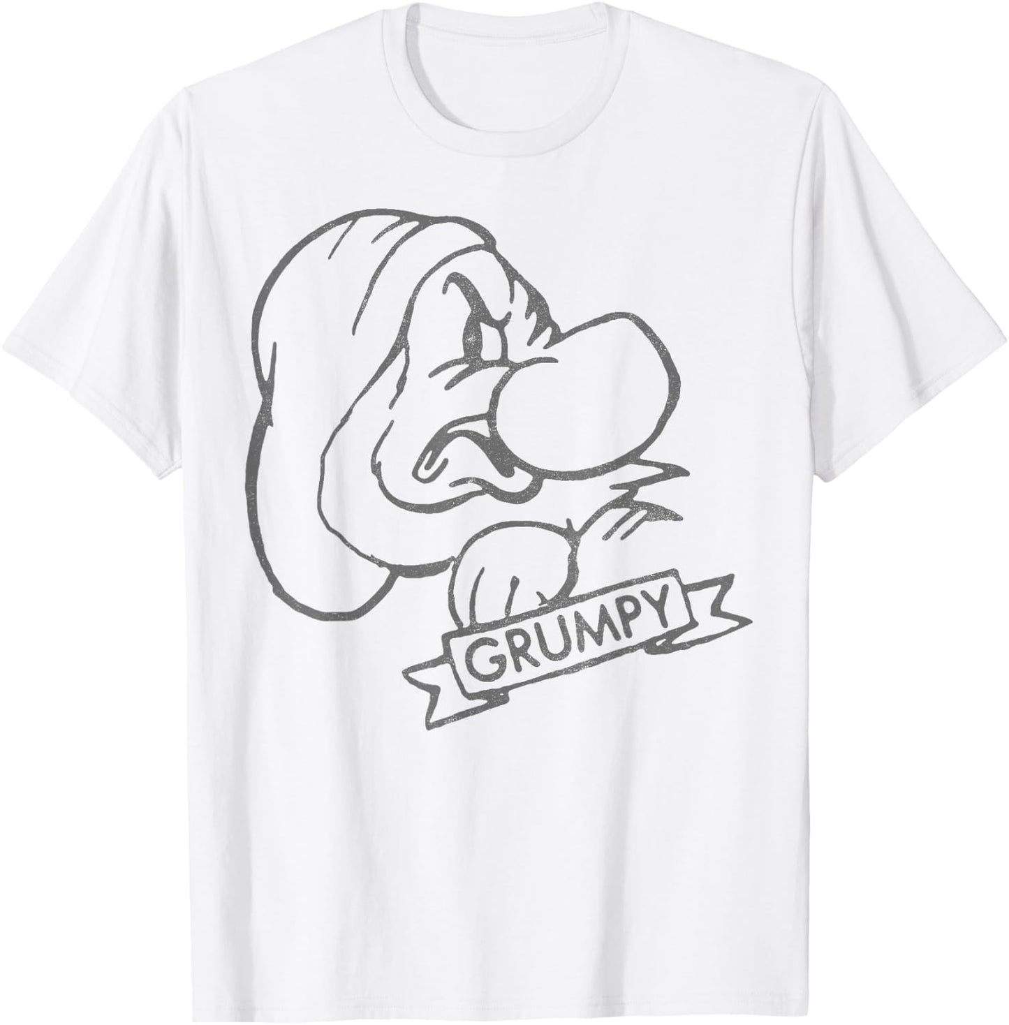 Disney Snow White Grumpy Line Art Big Face T-Shirt - T-Shirt | White