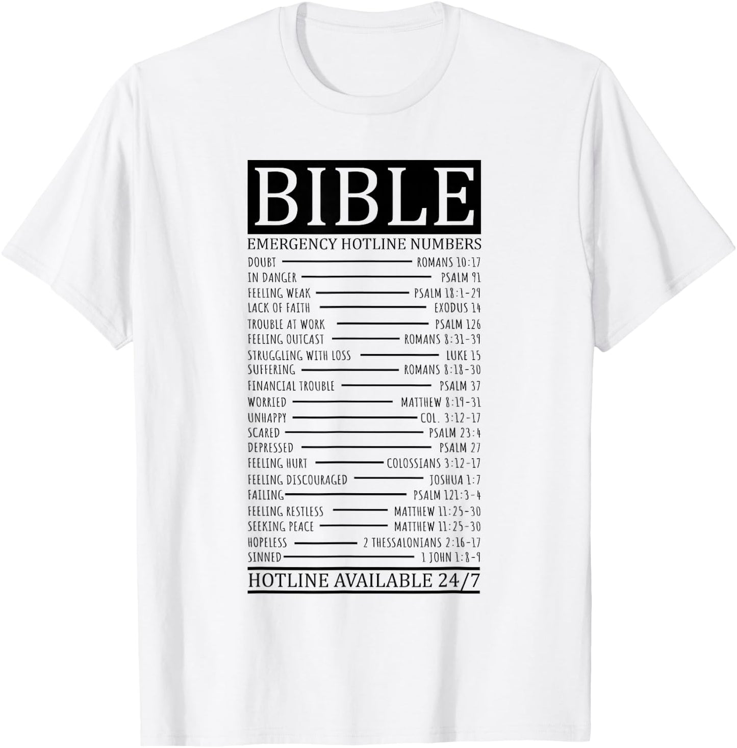Bible Emergency Hotline Numbers | Christian T-Shirt - T-Shirt | White