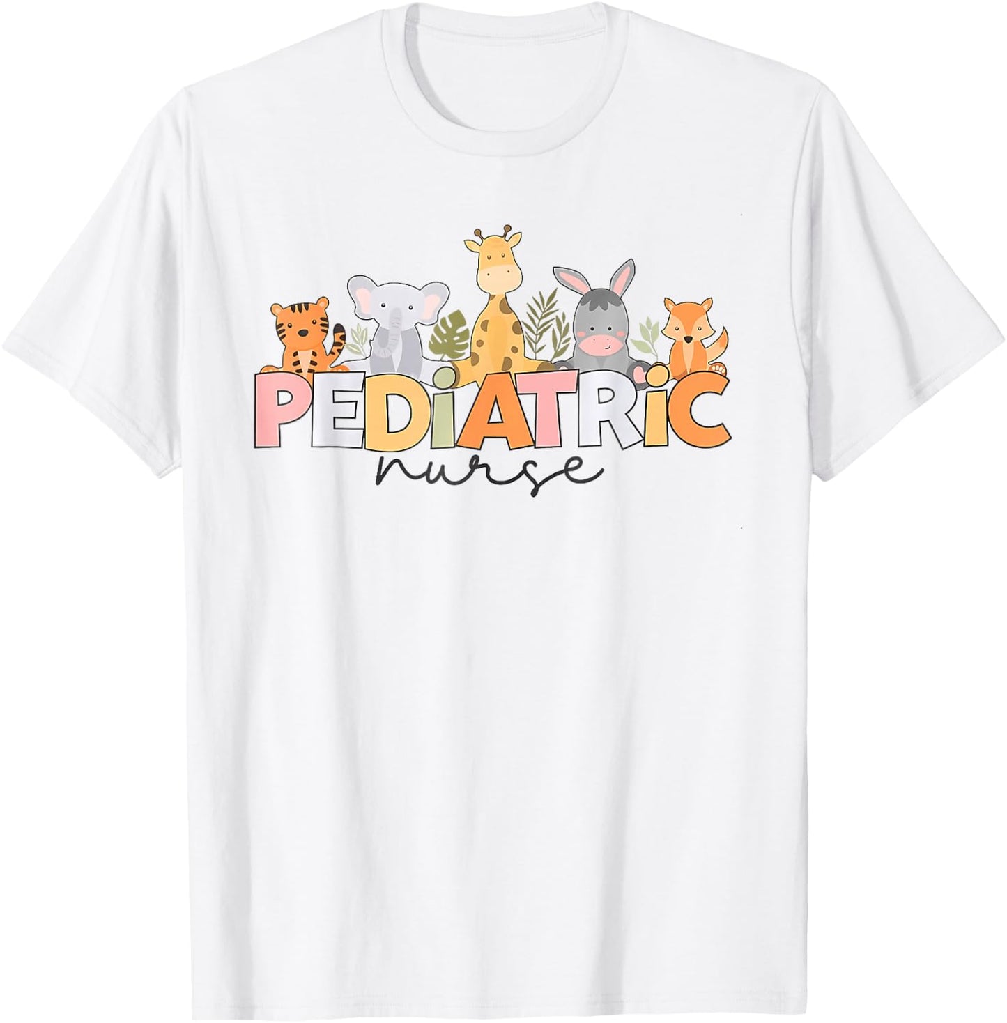 Pediatric Nurse Animal Safari Zoo Peds Nurse Nursing T-Shirt - T-Shirt | White