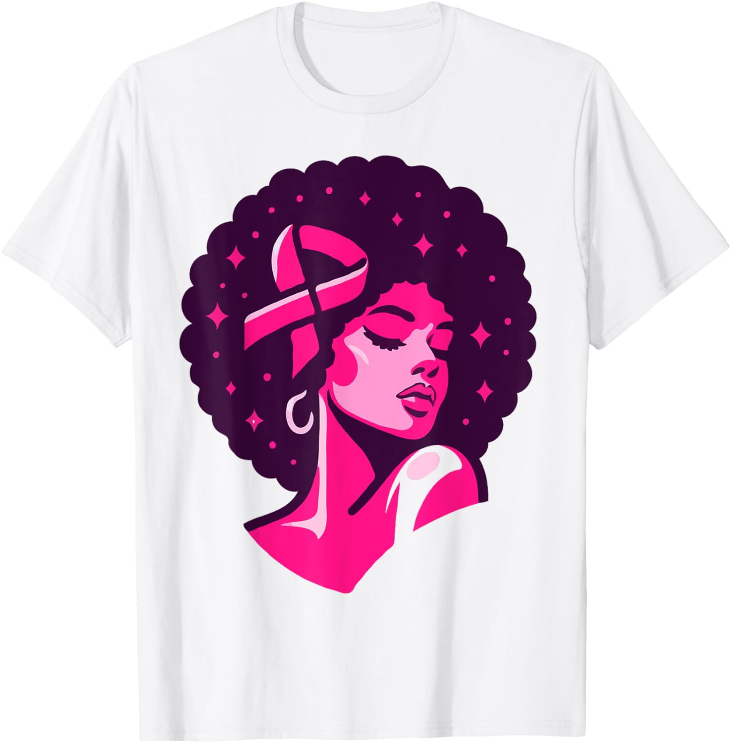 Breast Cancer Black African American Women Support Pink T-Shirt - T-Shirt | White