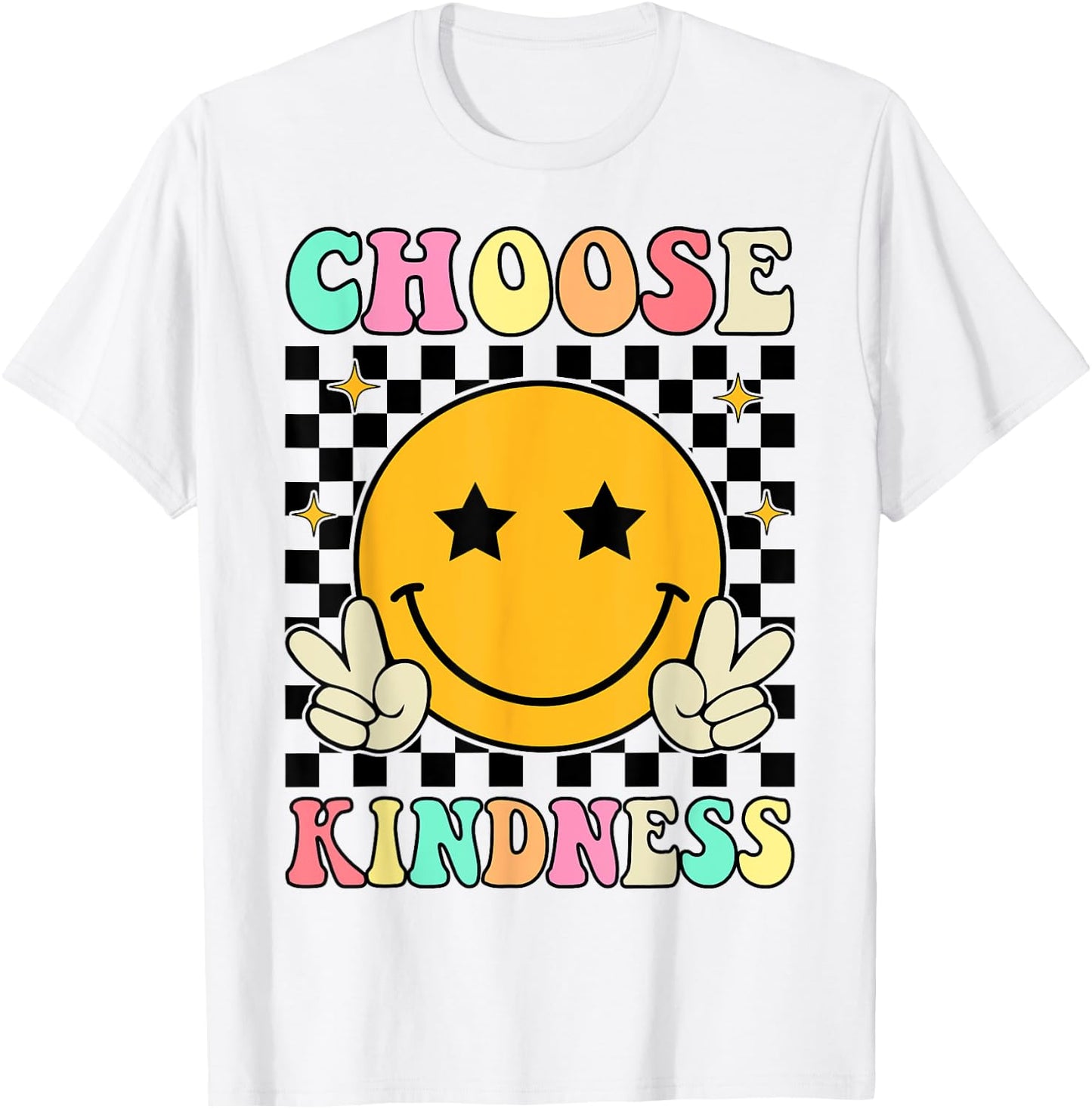 Choose Kindness Retro Groovy Kindness Inspirational , Small T-Shirt - T-Shirt | White