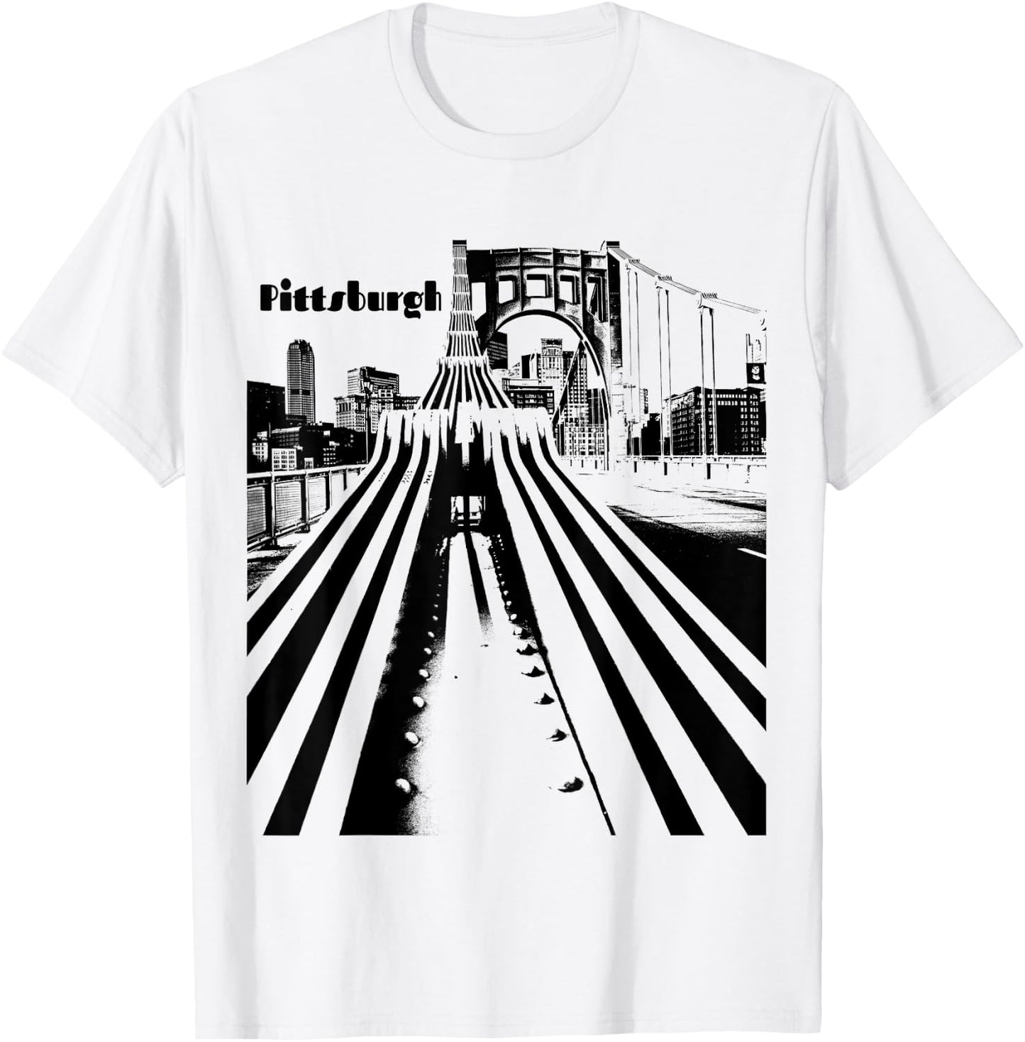 Pittsburgh City Skyline Bridge Steel City Pennsylvania 412 T-Shirt - T-Shirt | White