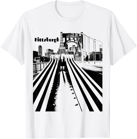 Pittsburgh City Skyline Bridge Steel City Pennsylvania 412 T-Shirt - T-Shirt | White