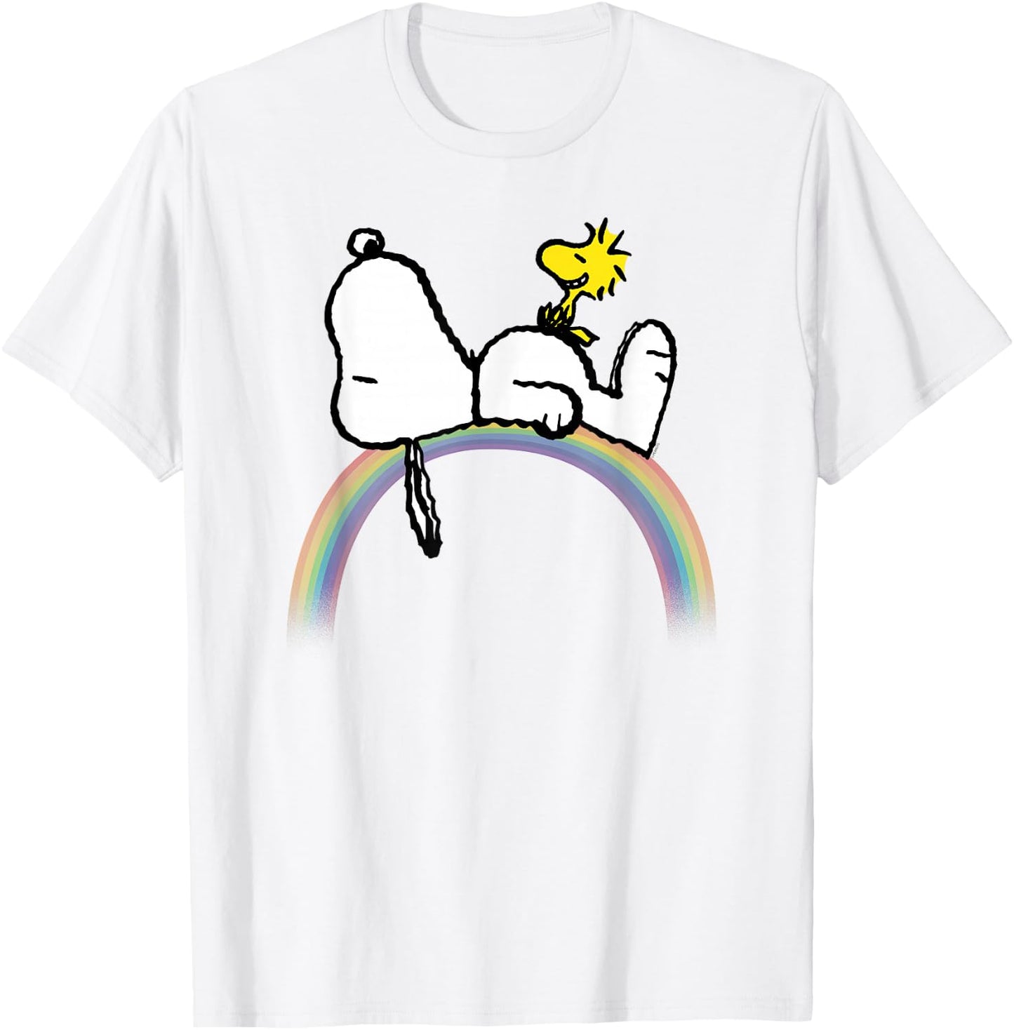 Peanuts Snoopy Woodstock Rainbow T-Shirt - T-Shirt | White
