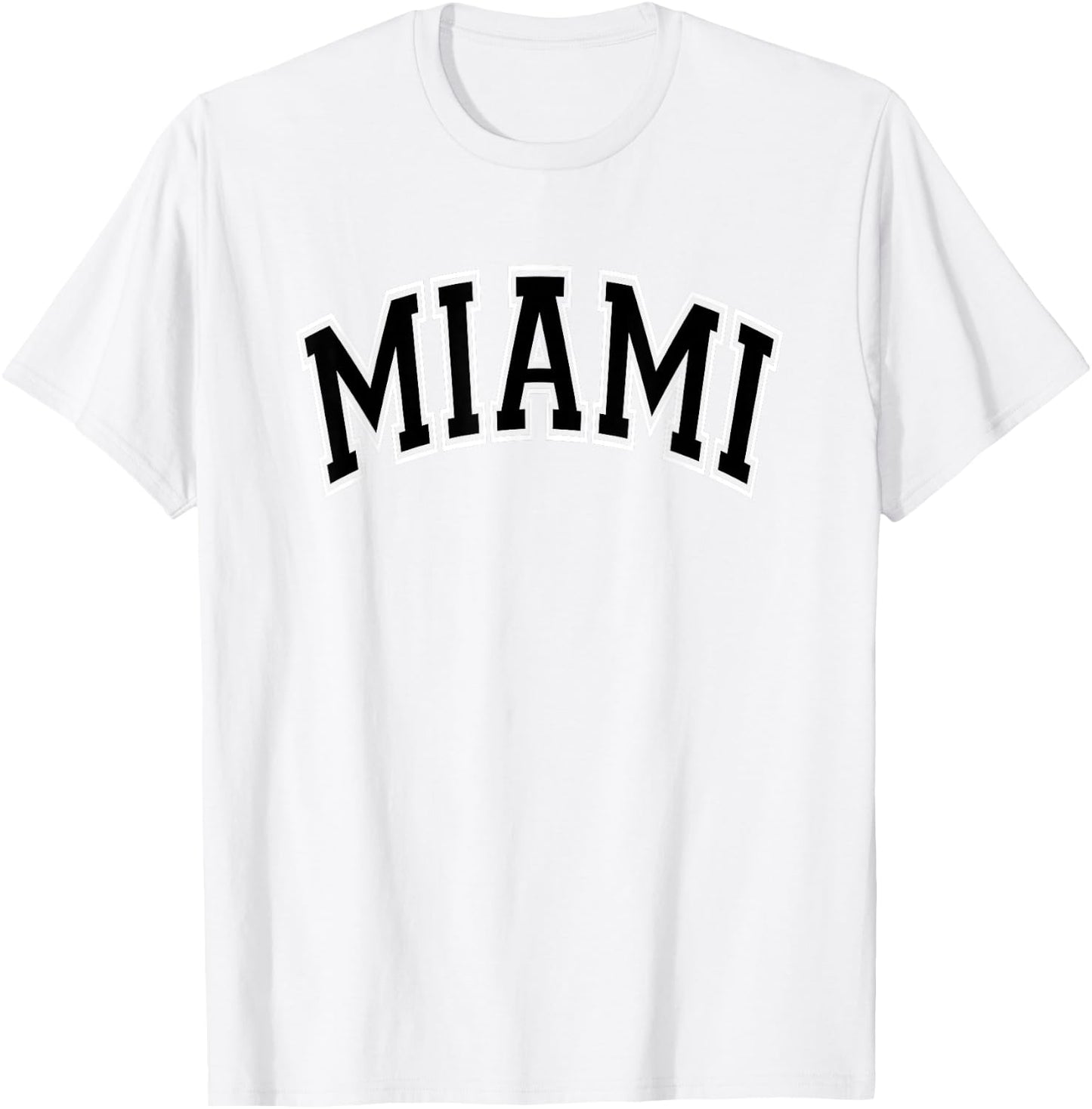 Miami Arched Style Pink with Black Text T-Shirt - T-Shirt | White