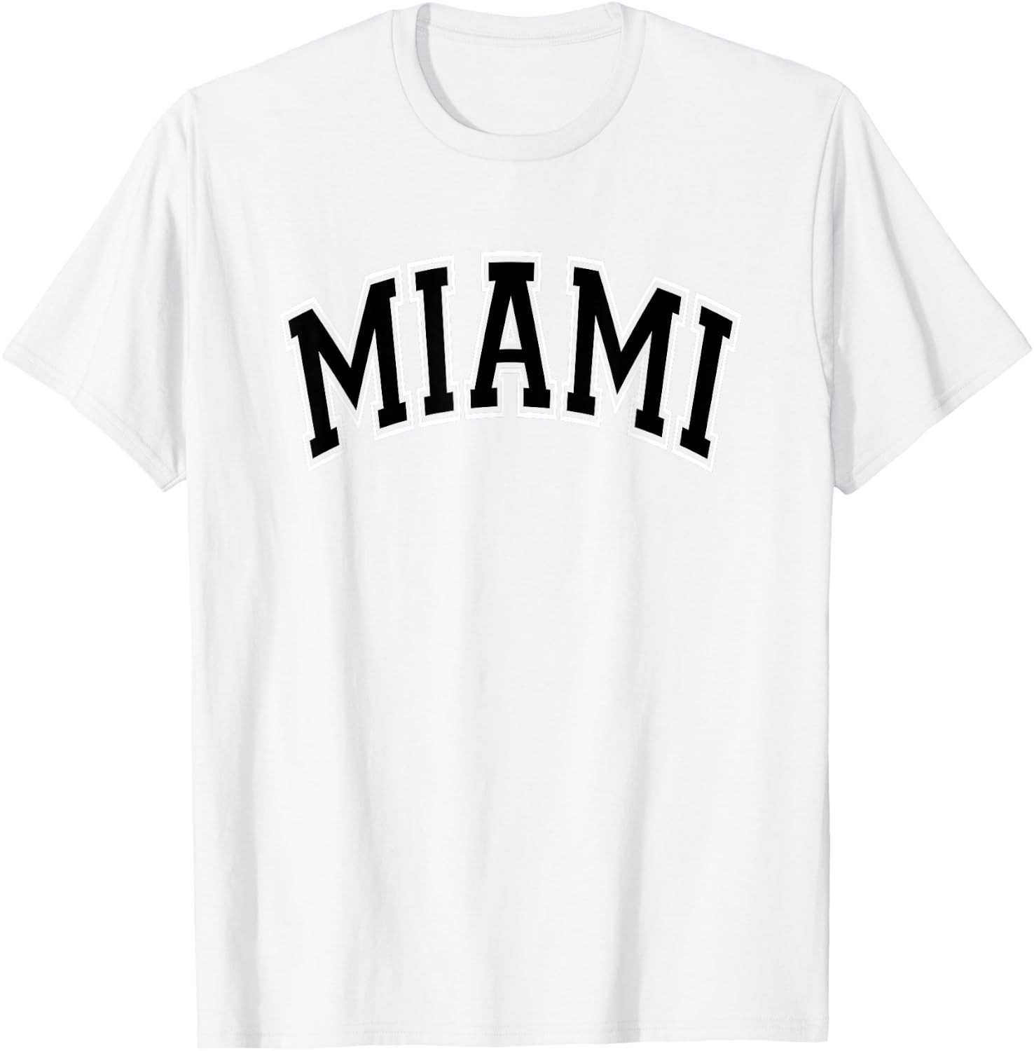 Miami Arched Style Pink with Black Text T-Shirt - T-Shirt | White