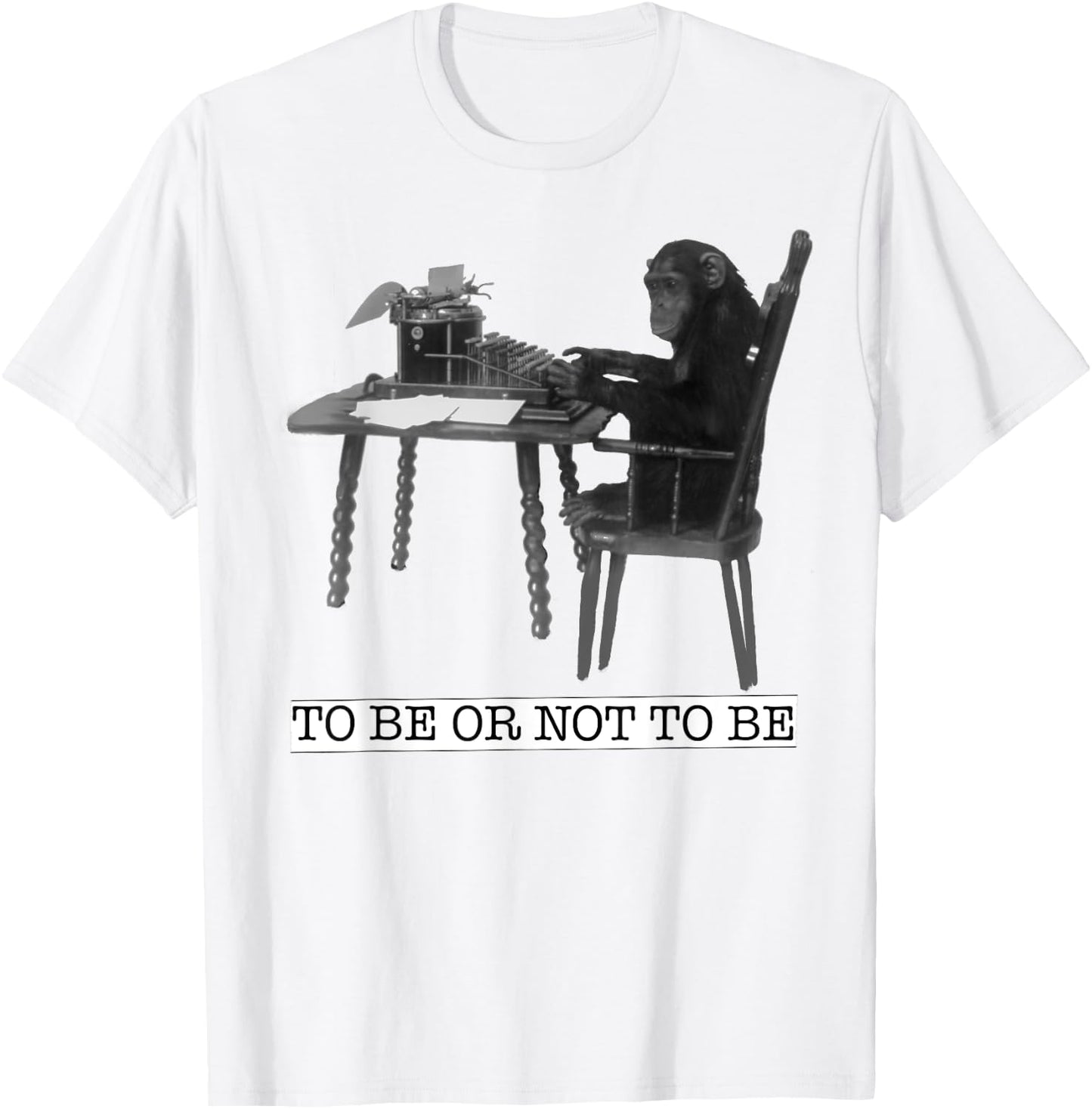 Infinite Monkey Theorem Monkey on Typewriter Maths Geek T-Shirt - T-Shirt | White