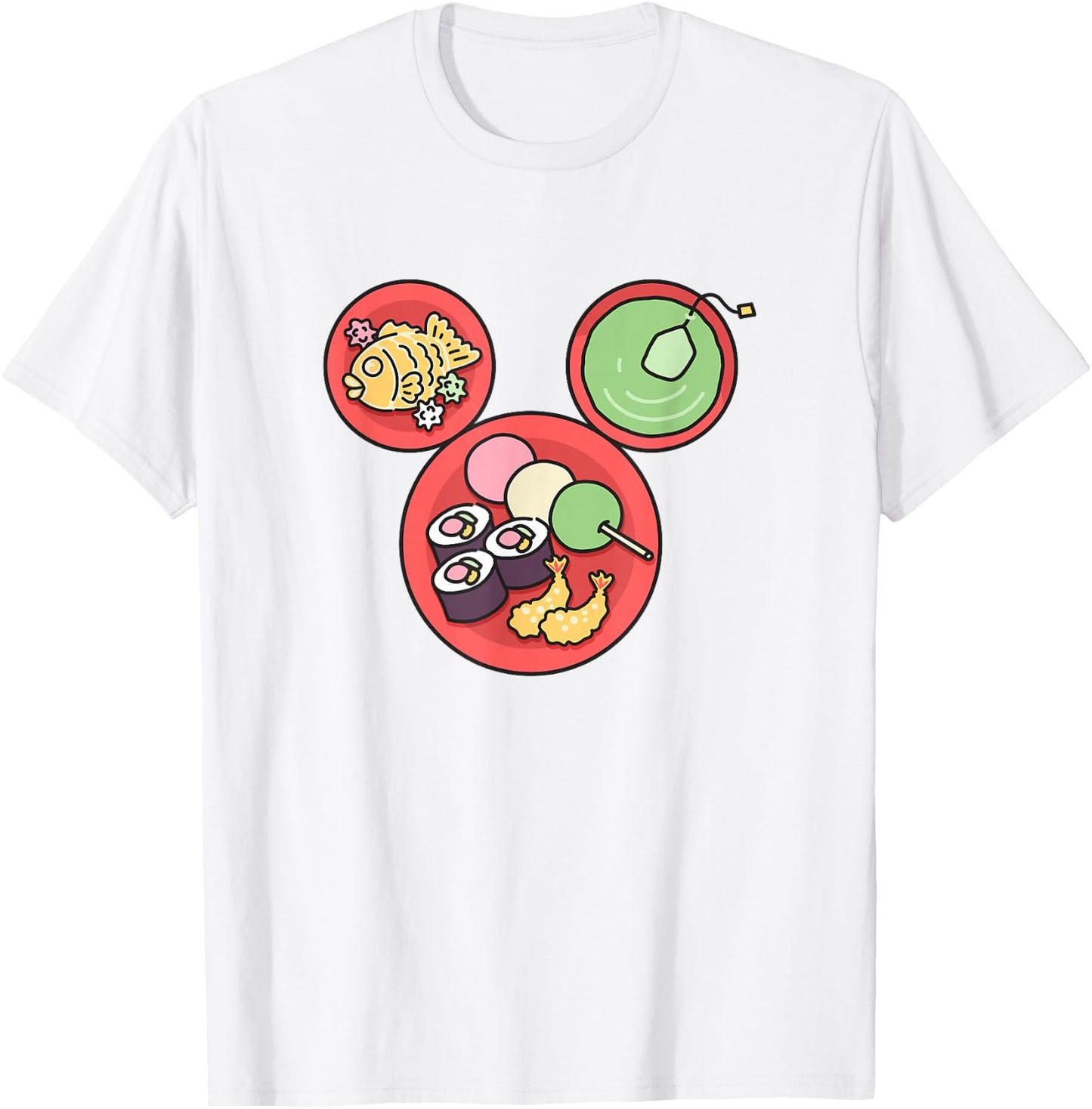 Disney Mickey and Friends Japanese Food Plates Mickey Ears T-Shirt - T-Shirt | White