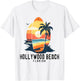 Retro Hollywood Beach Florida Surfboard Waves Beach T-Shirt - T-Shirt | White
