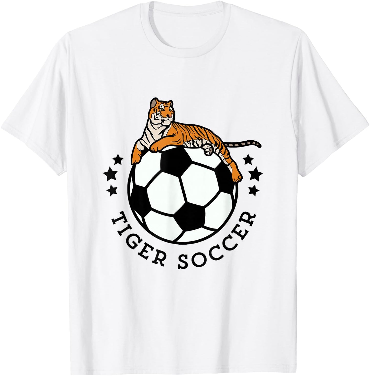 Soccer Sport Tiger, Team Soccer Apparel, Soccer Athletics T-Shirt - T-Shirt | White