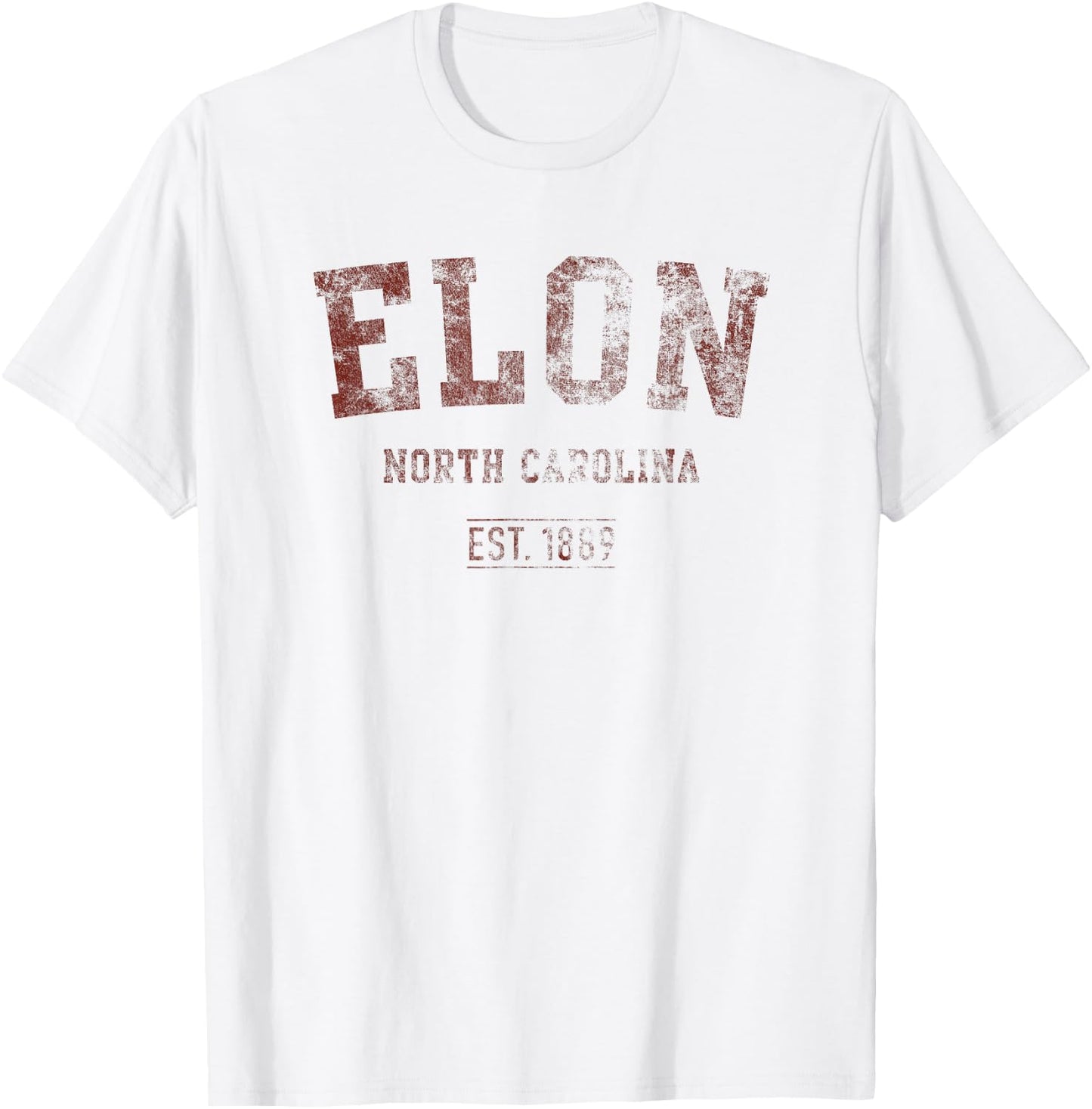 Elon North Carolina Distressed Text Sport Style T-Shirt - T-Shirt | White