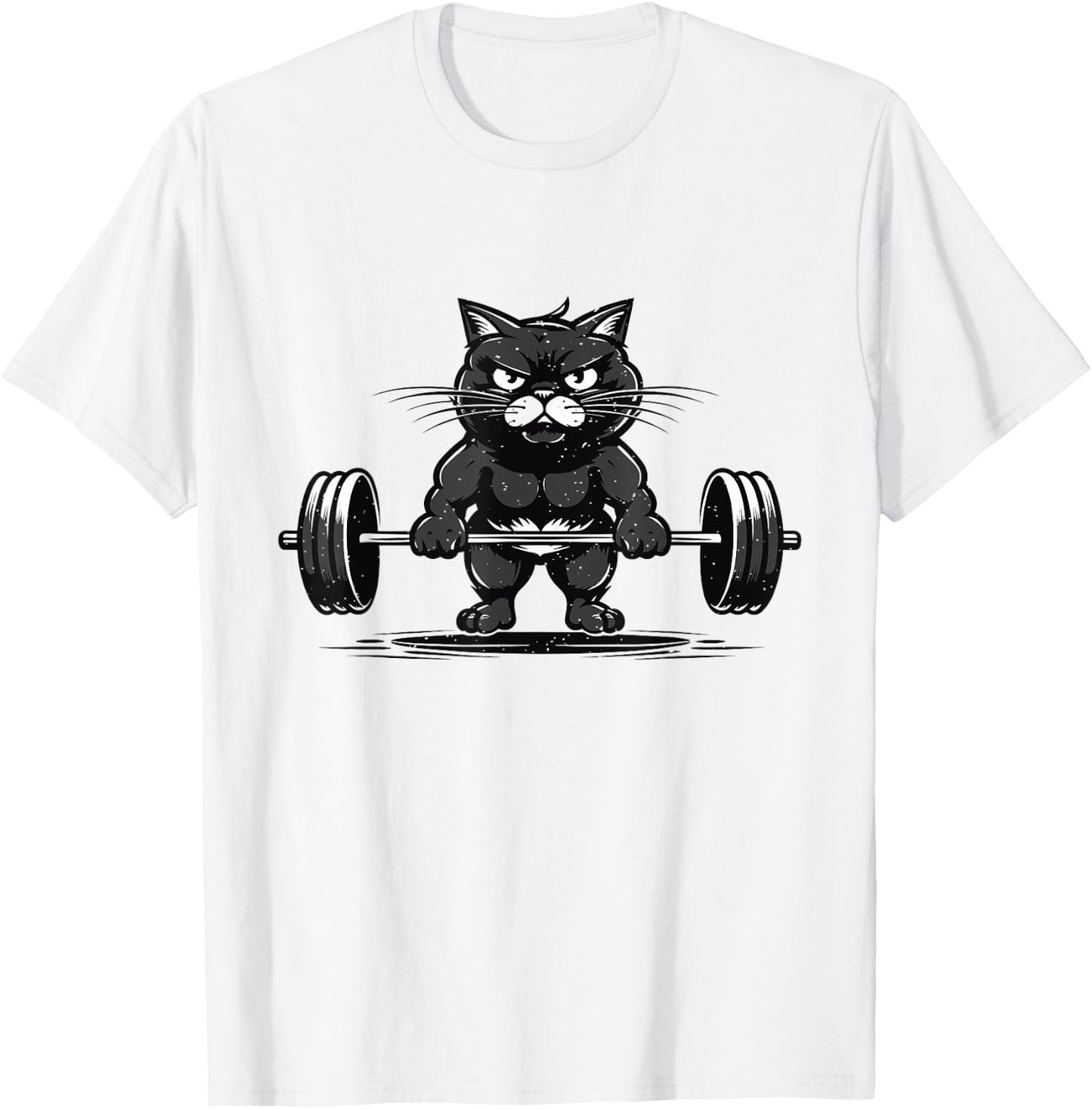 Cat Deadlifting Funny Fitness Gym Workout Cat Lovers Women T-Shirt - T-Shirt | White