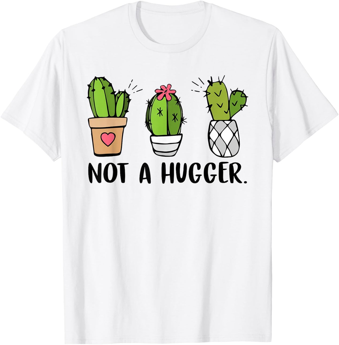 Not A Hugger Cactus Cute Kawaii Do Not Hug Sarcastic T-Shirt - T-Shirt | White
