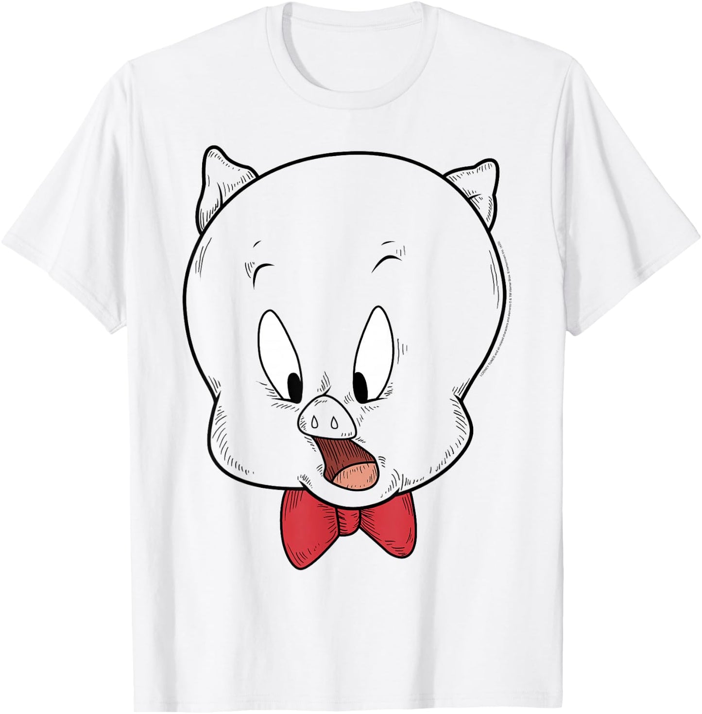 Looney Tunes Porky Pig Face Line Art T-Shirt - T-Shirt | White