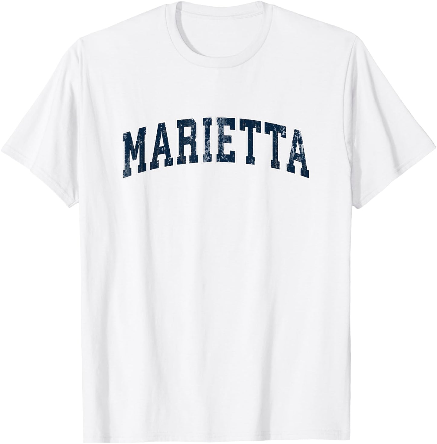 Marietta Ohio OH Vintage Sports Design Navy Design T-Shirt - T-Shirt | White