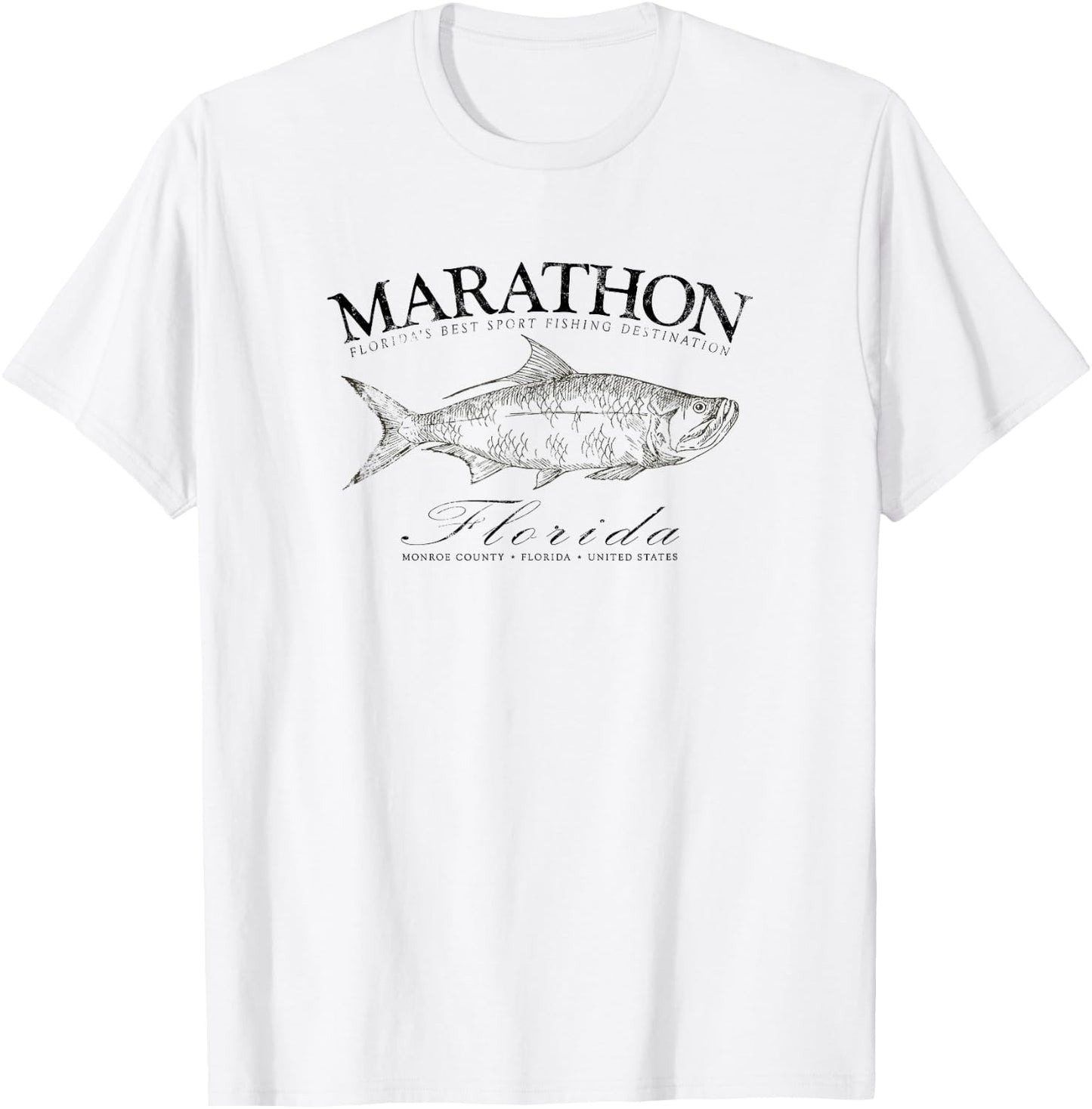 Marathon Tarpon Fishing in Monroe County Florida T-Shirt - T-Shirt | White