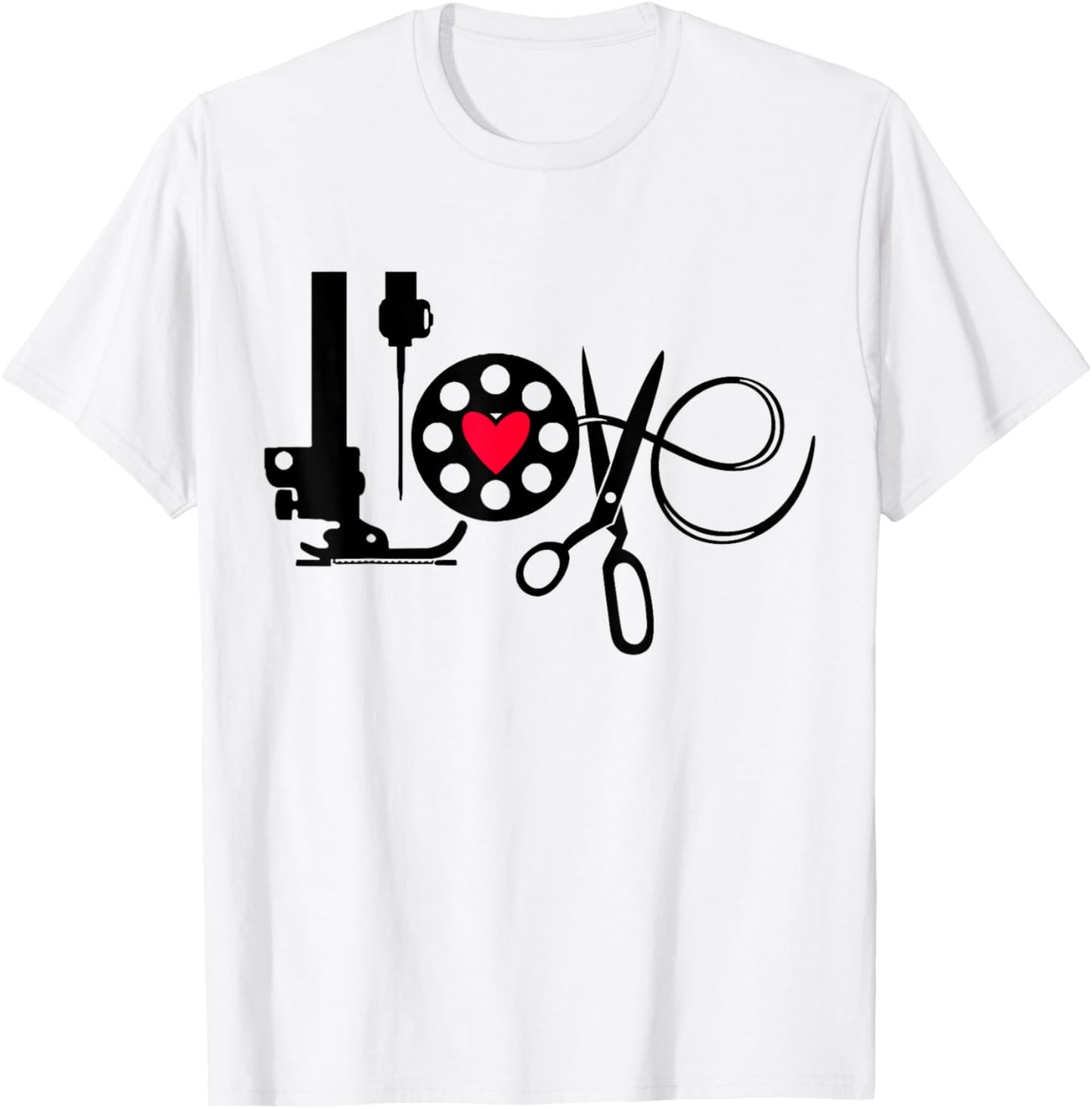 QuiltIing Sewing Heart Love Quilting Quilter Sewer Sewing T-Shirt - T-Shirt | White