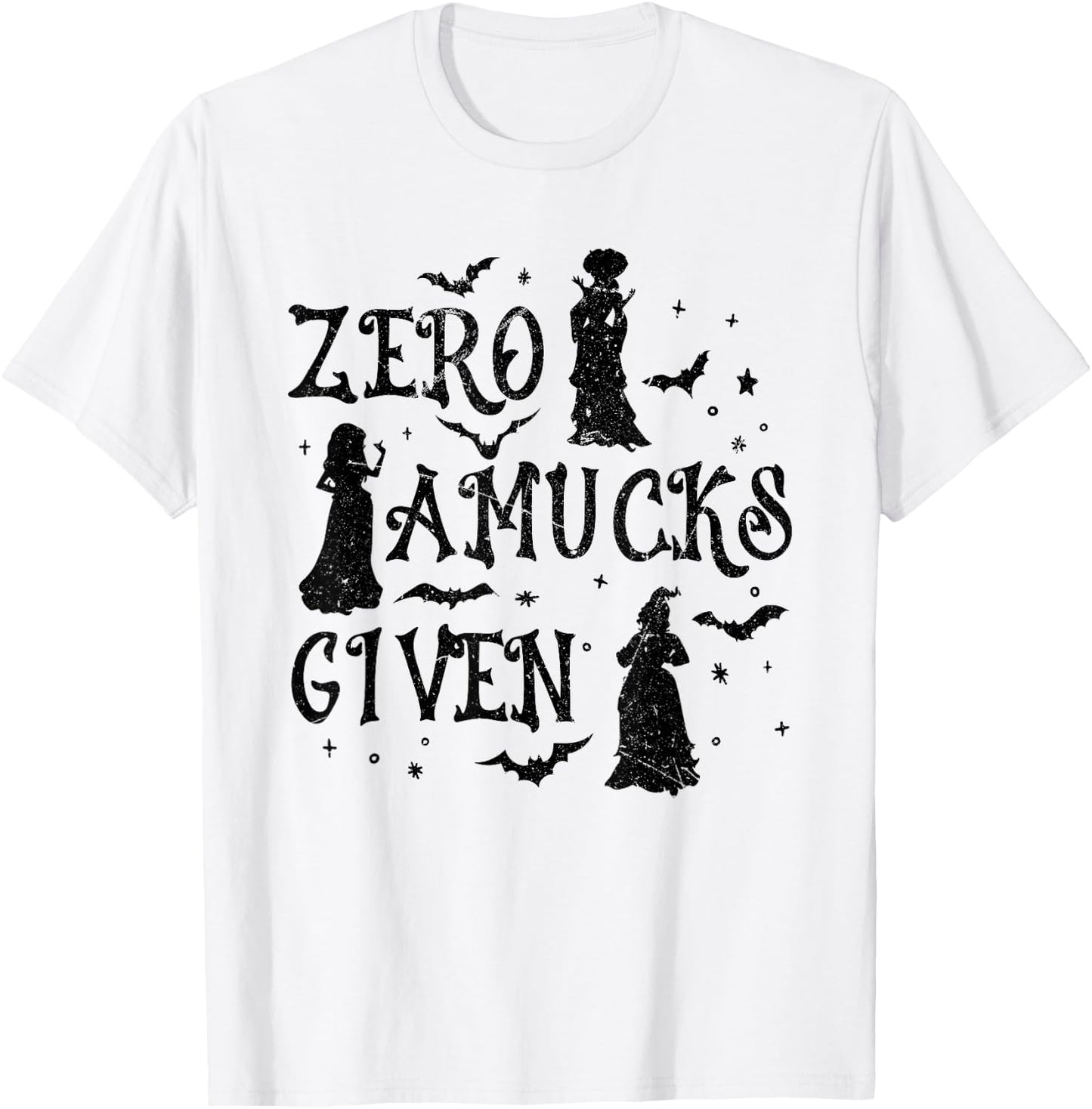 Zero Amucks Given Witches Bats Halloween T-Shirt - T-Shirt | White