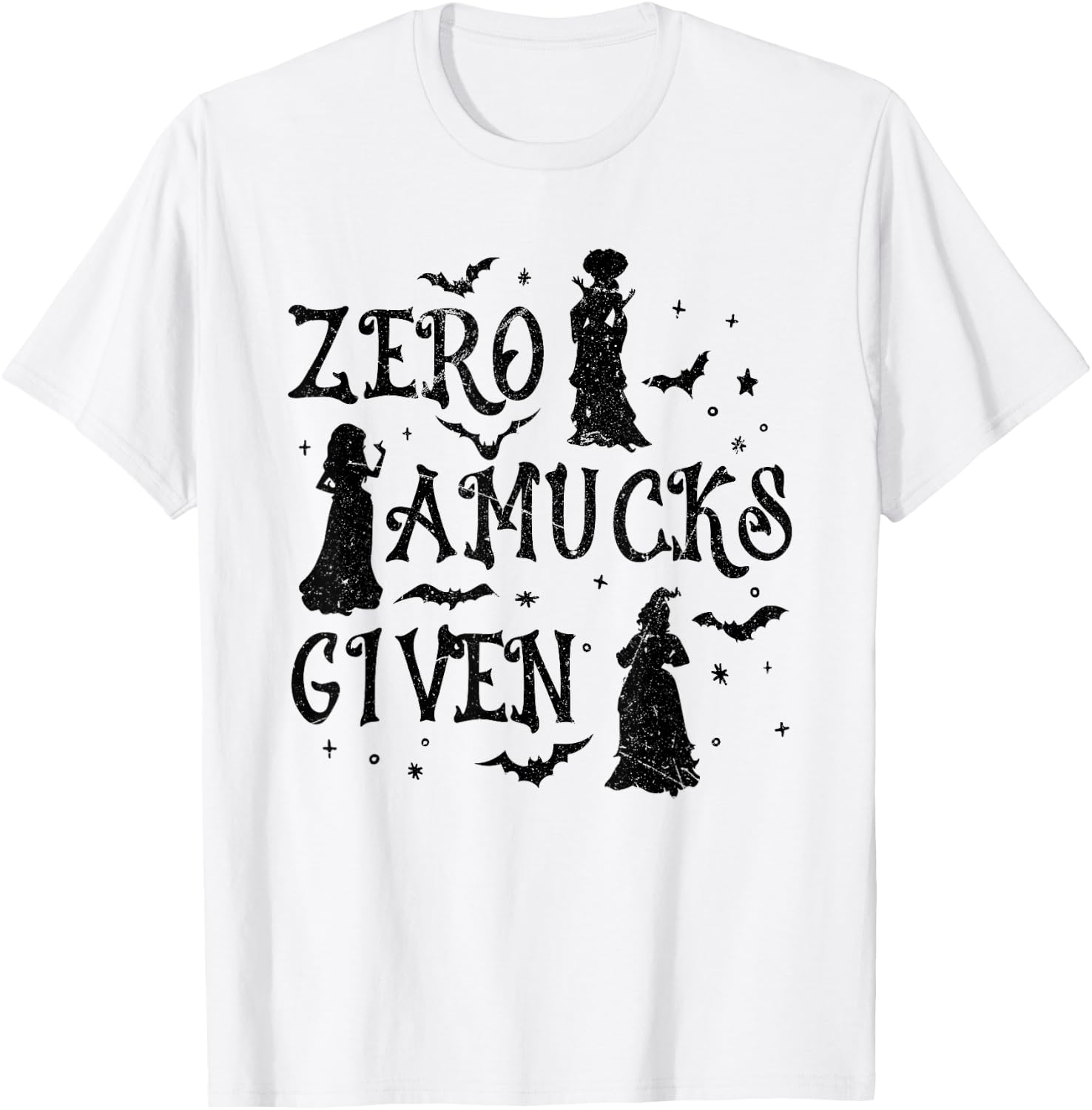 Zero Amucks Given Witches Bats Halloween T-Shirt - T-Shirt | White