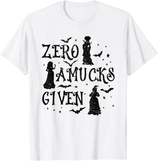 Zero Amucks Given Witches Bats Halloween T-Shirt - T-Shirt | White