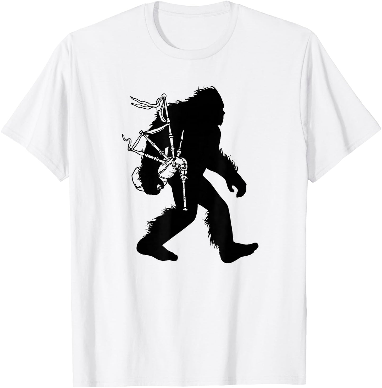 Bigfoot Bagpipes Irish Sasquatch Scottish Bagpiper T-Shirt - T-Shirt | White
