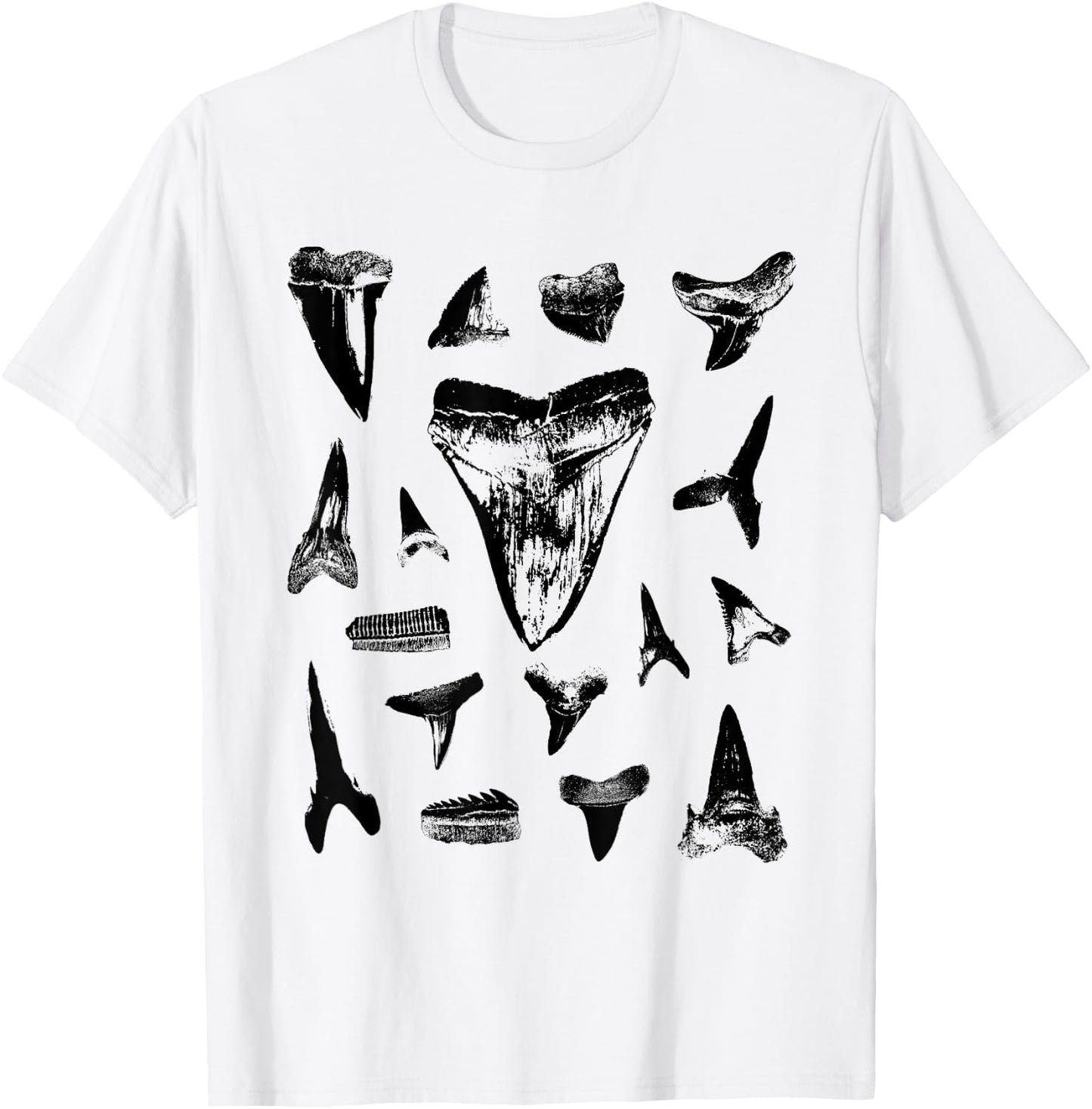 Shark Teeth Fossil Hunter Collector Multi Tooth Rock Hound T-Shirt - T-Shirt | White