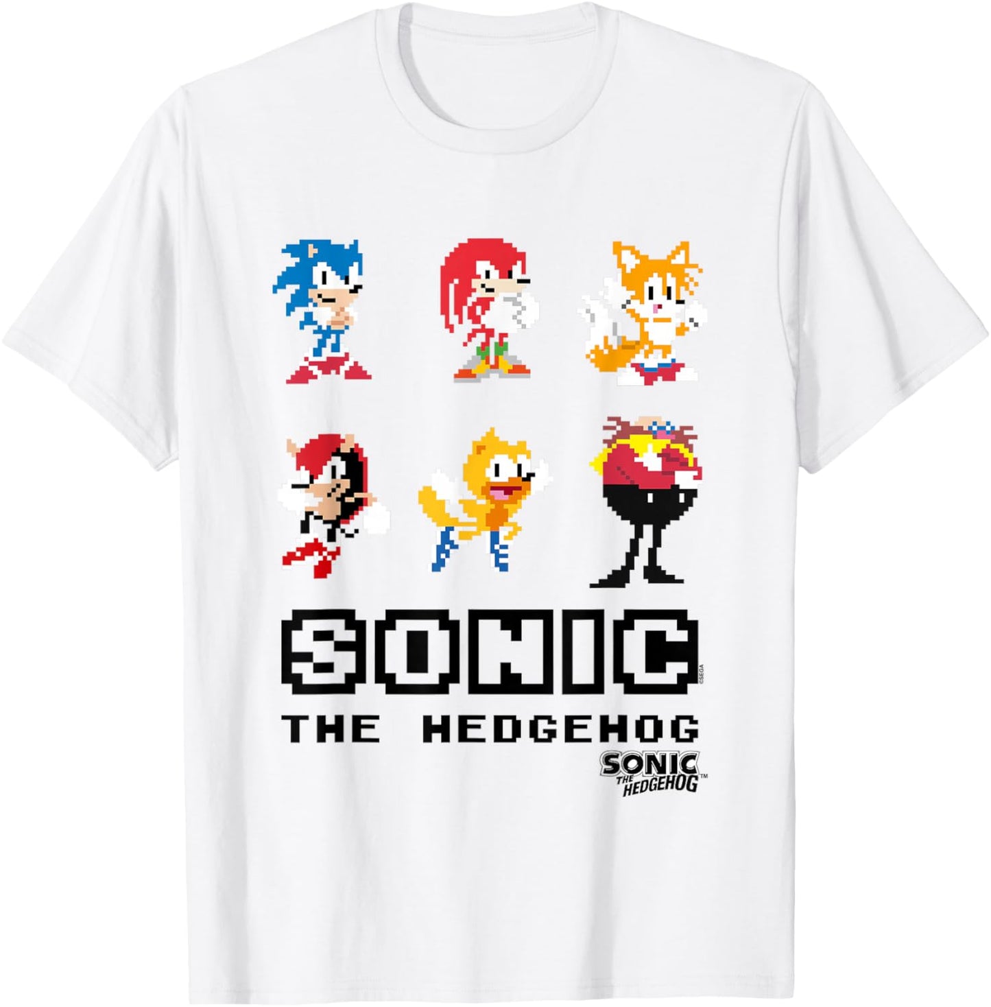 Sonic The Hedgehog Friends & Foes Pixel Art Group Shot T-Shirt - T-Shirt | White